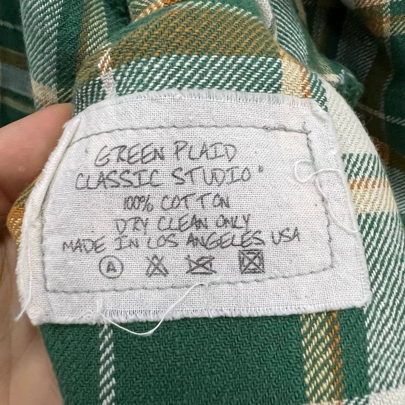 Greg Lauren greg lauren Green plaid long sleeved shirt 2506-Nextarrow Size US 34 / EU 50 - 3 Thumbnail