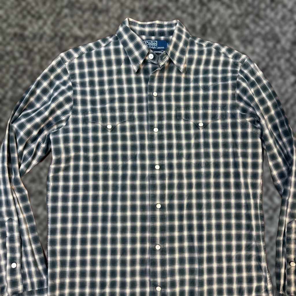 Vintage Polo Shirt Mens S Western Plaid Cotton Pearl Snap Green 41in Chest Classic Size US S / EU 44-46 / 1 - 1 Thumbnail