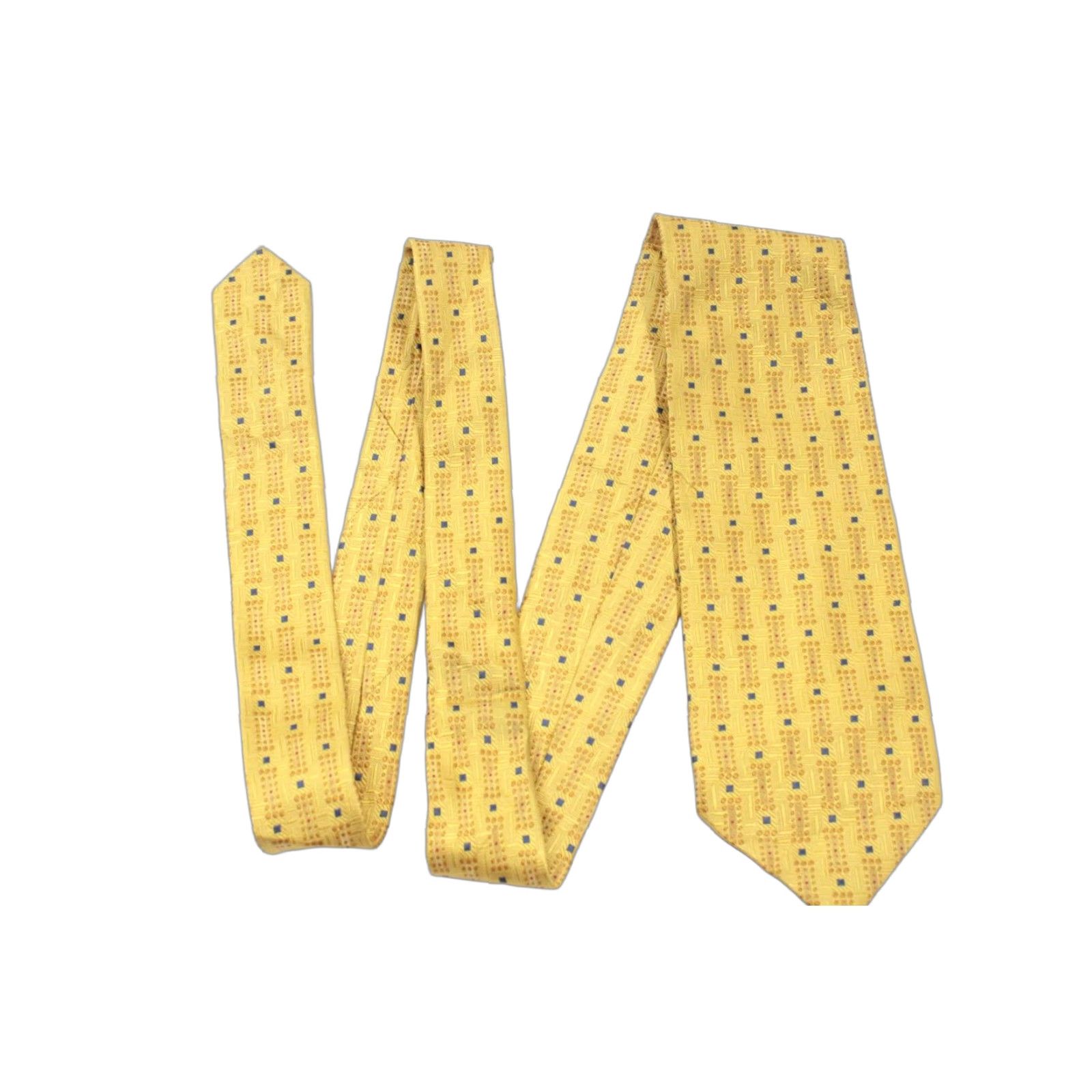Jos. A. Bank NWT Jos A Bank Necktie Mens Yellow Polka Dot Silk Tie Textured Stylish 58.5" Long 3.75" Wide Square Tie Designer Preppy Tall Size ONE SIZE - 1 Thumbnail