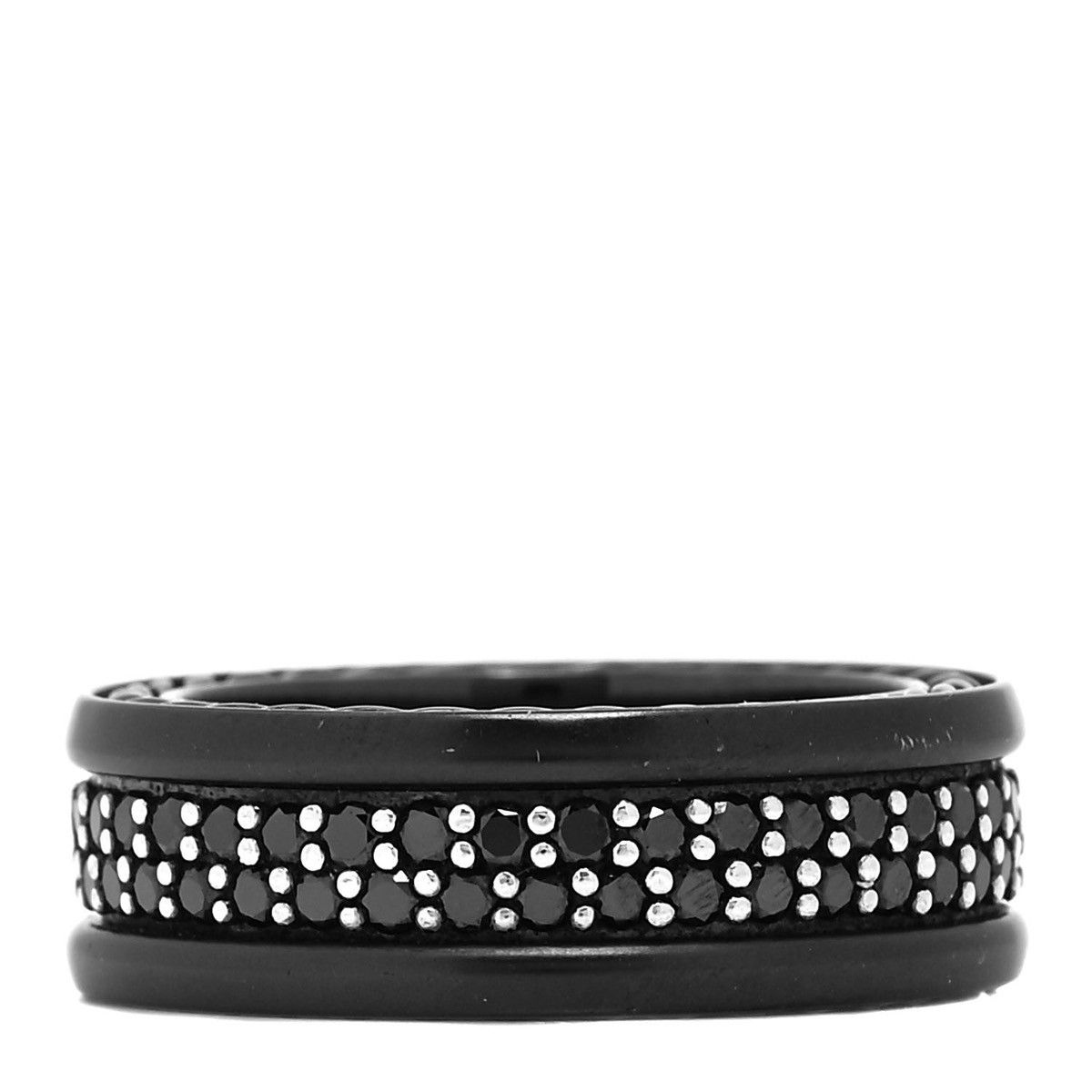 David Yurman David Yurman Titanium Silver Black Diamond Two-Row Band Ring Size ONE SIZE - 3 Thumbnail