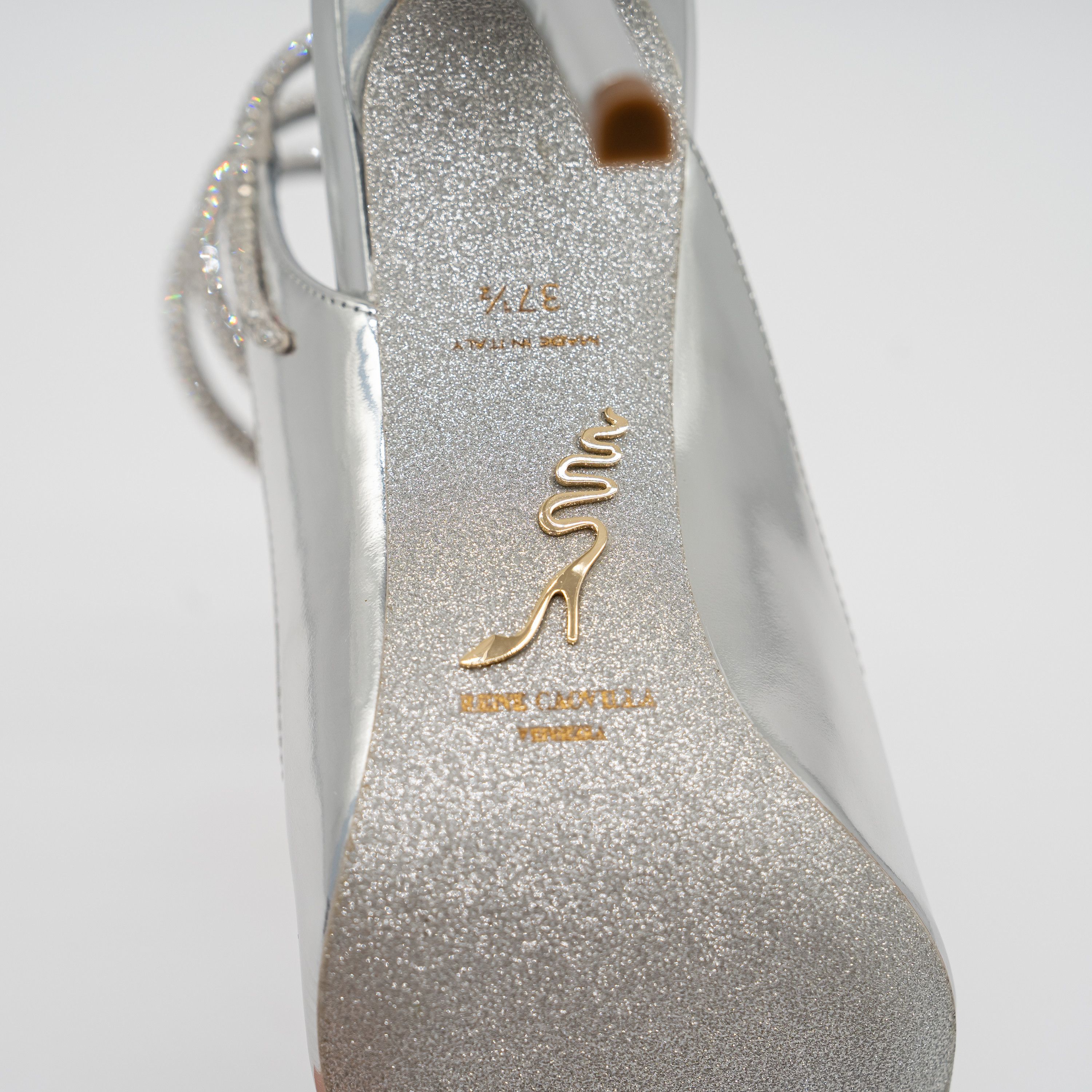 Rene Caovilla 37.5 Rene Caovilla Cleo Silver Sandals Heels 105 Leather Size US 7.5 / IT 37.5 - 8 Thumbnail