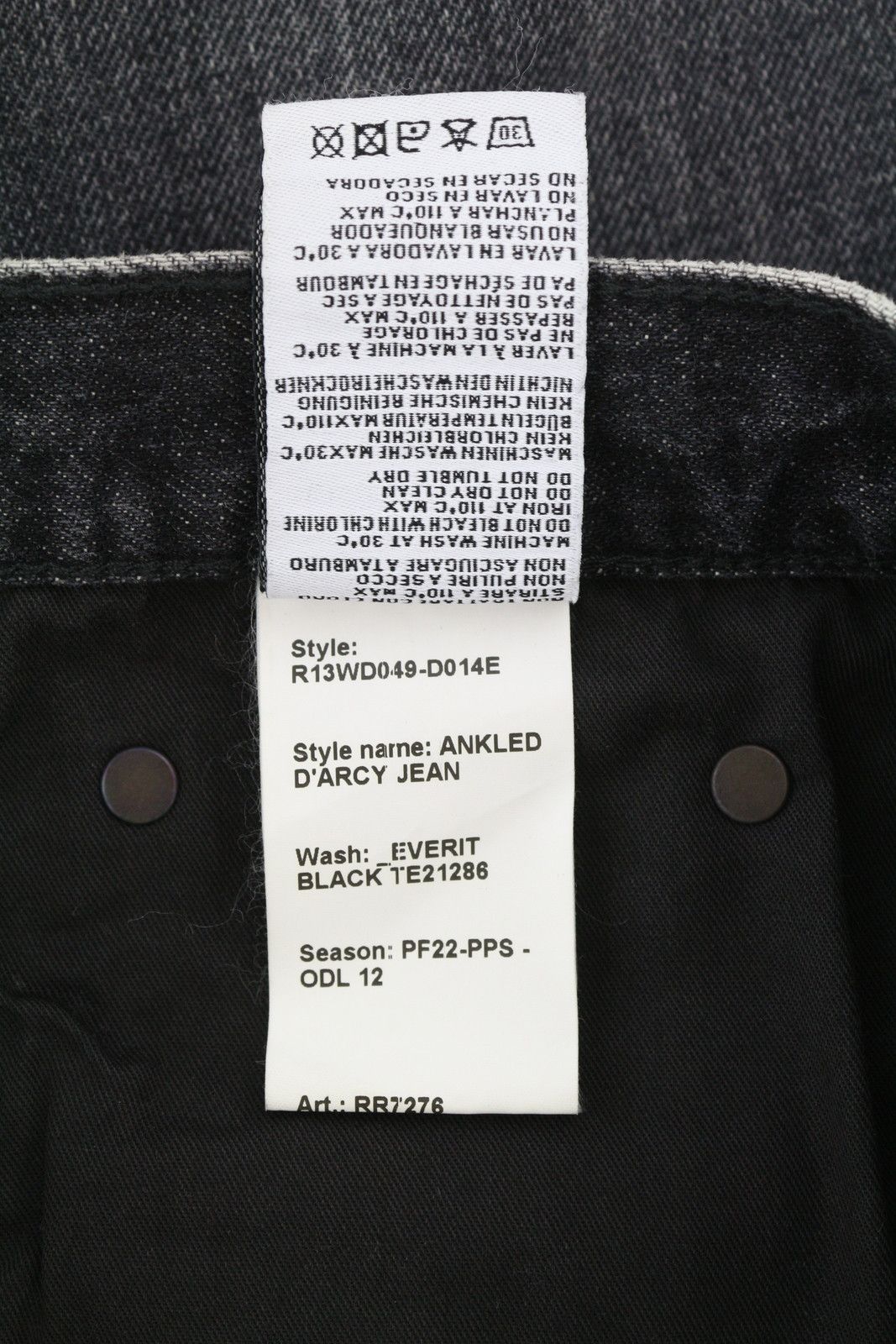 R13 ANKLED D'ARCY 27 Everit Black Faded Cropped Jeans 86222 Size 27" / US 4 / IT 40 - 9 Thumbnail