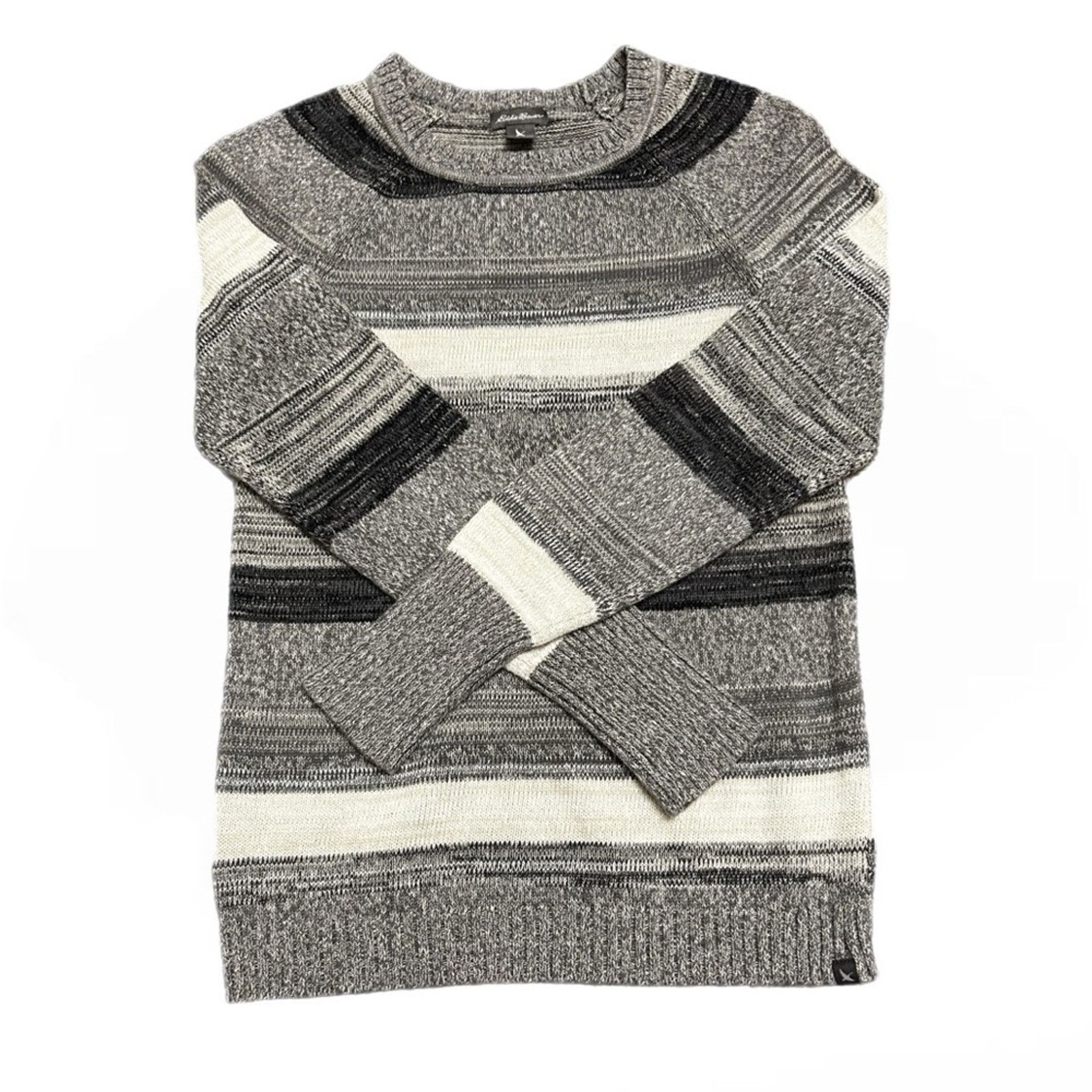 Eddie Bauer Eddie Bauer Black White and Grey Striped Knit Sweater Small Size M / US 6-8 / IT 42-44 - 2 Thumbnail