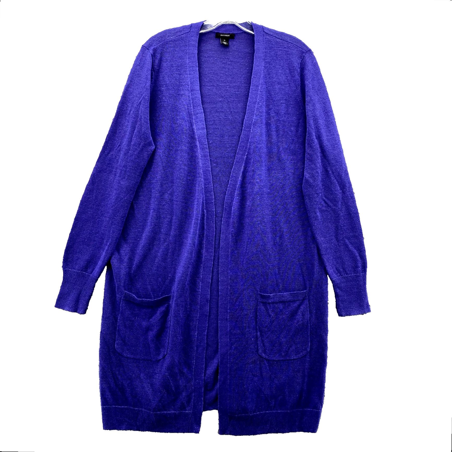 Vintage Halogen Duster Cardigan Women Medium Purple Linen Blend Corpcore Academia Office Cardigan Size M / US 6-8 / IT 42-44 - 2 Thumbnail