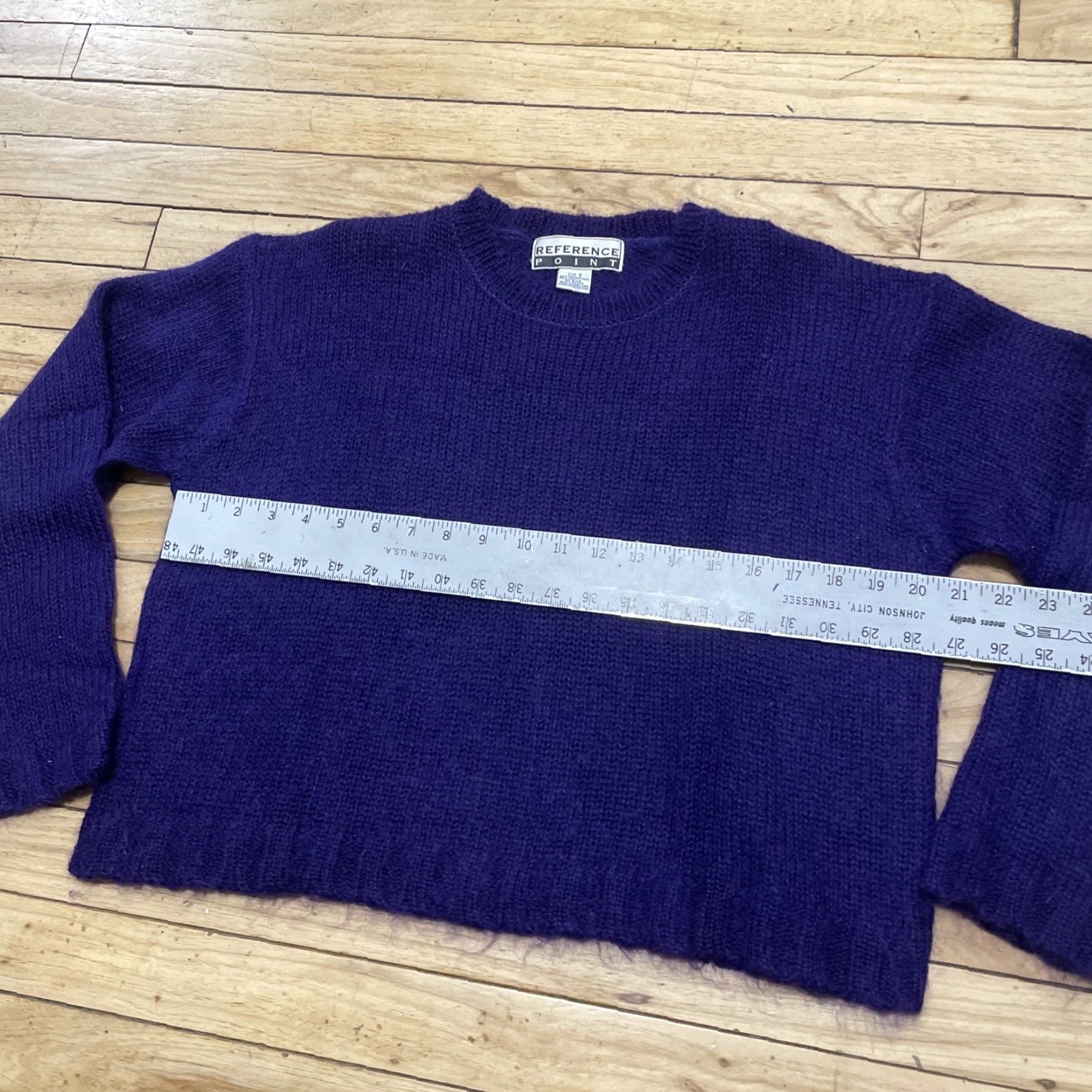 Vintage VINTAGE Reference Point Sweater Wool Mohair Women S Royal Purple 90s Crop Knit Pullover Long Sleeve V-Neck Button Sheep? (Wait) Size S / US 4 / IT 40 - 5 Thumbnail