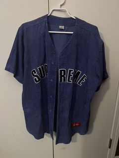 Supreme FW22 Denim Baseball Jersey Blue Size Large New