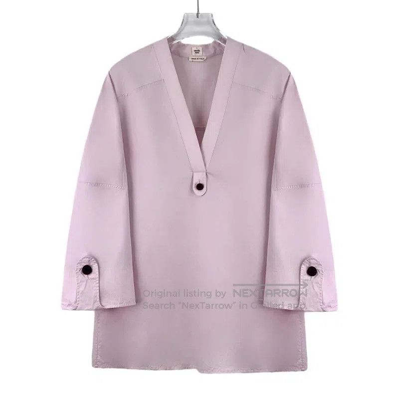 Hermes Hermes Light pink cotton V-neck long-sleeve tunic top Size XS / US 0-2 / IT 36-38 - 1 Thumbnail
