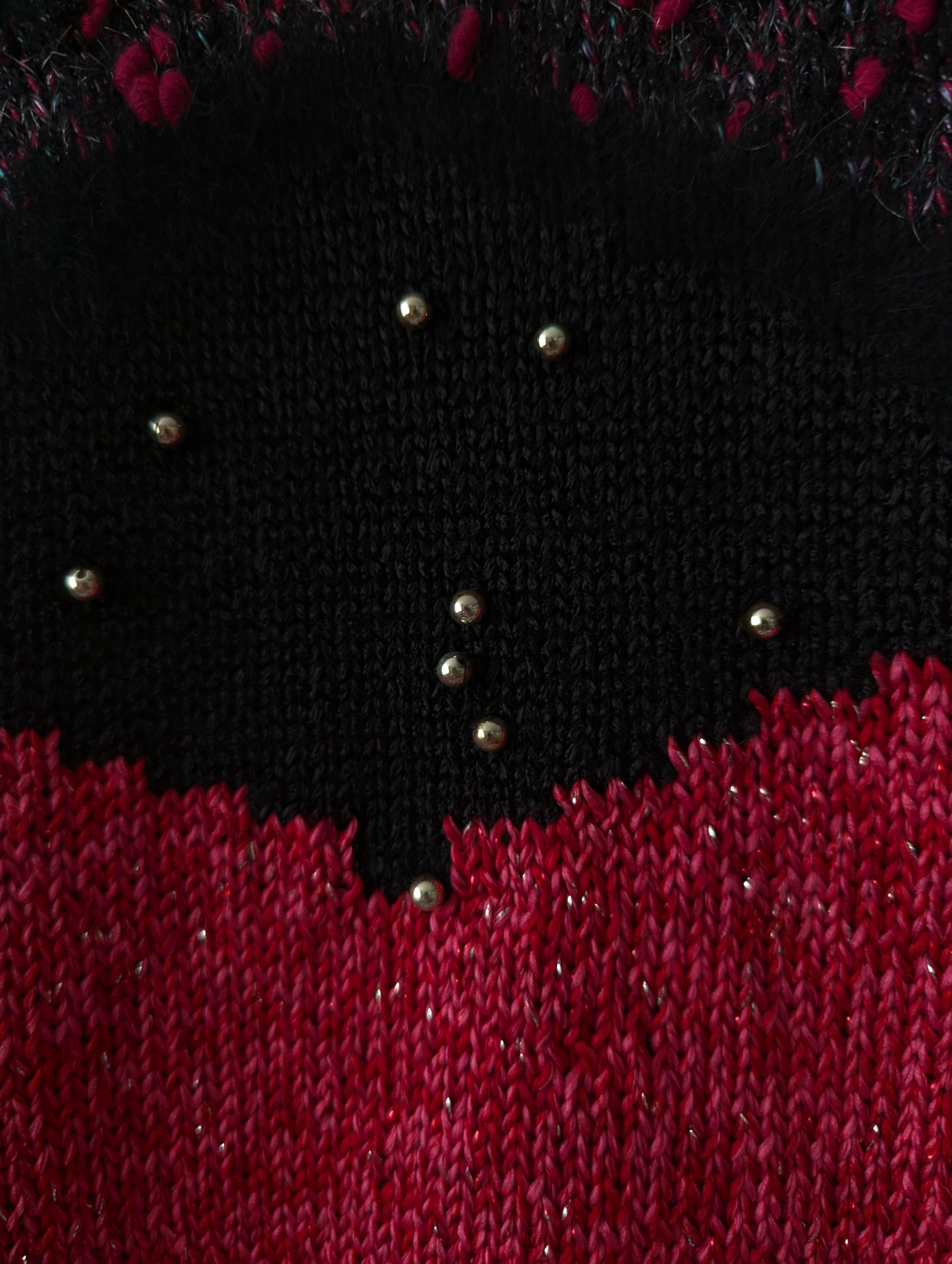 Vintage Vintage Black Red Mohair Knit Sweater Embellished Scandi Size M / US 6-8 / IT 42-44 - 3 Thumbnail