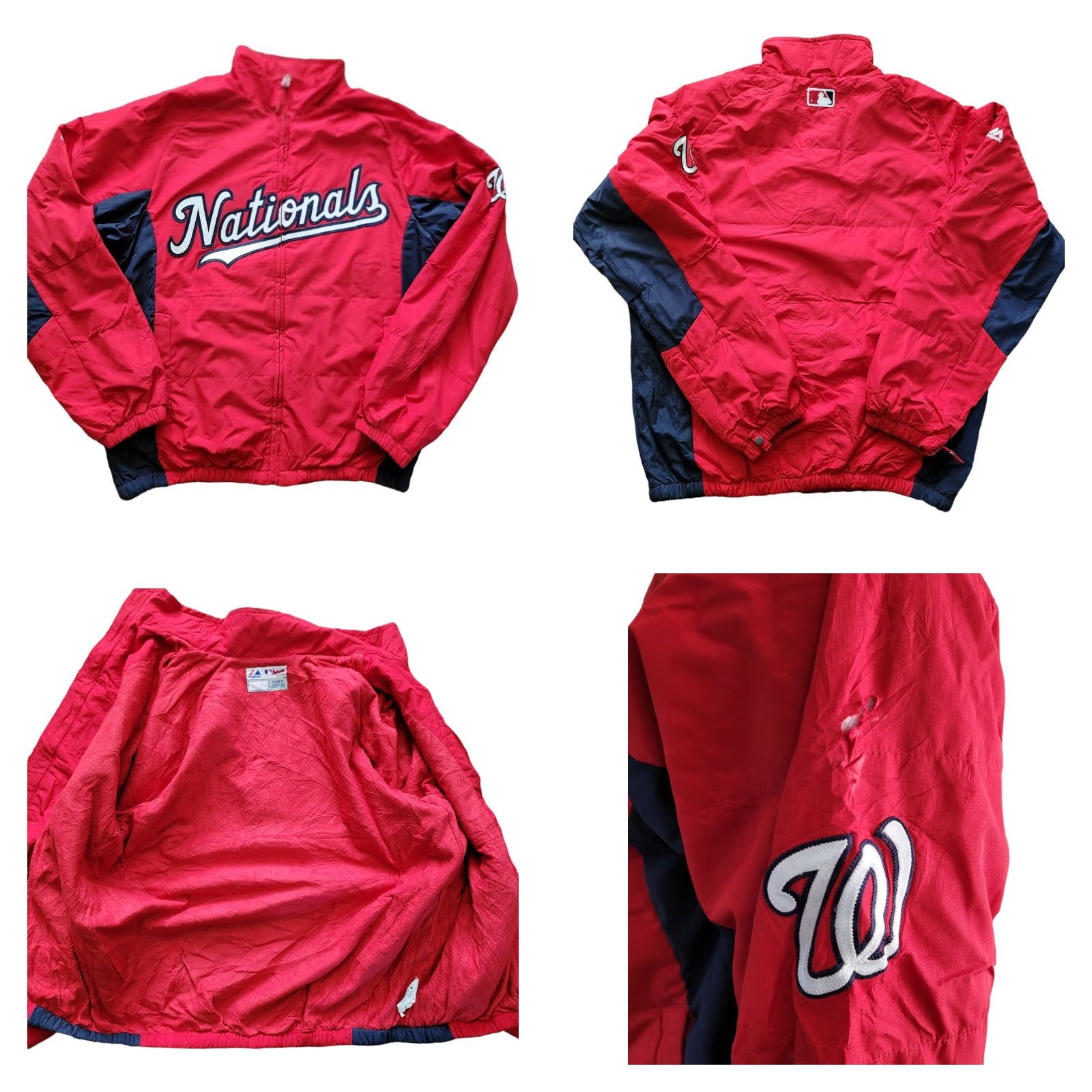 VonZipper Washington Nationals Majestic MLB Zip-Up Logo Jacket S Men Red Lined Fleece Bomber Jacket Size US S / EU 44-46 / 1 - 8 Thumbnail