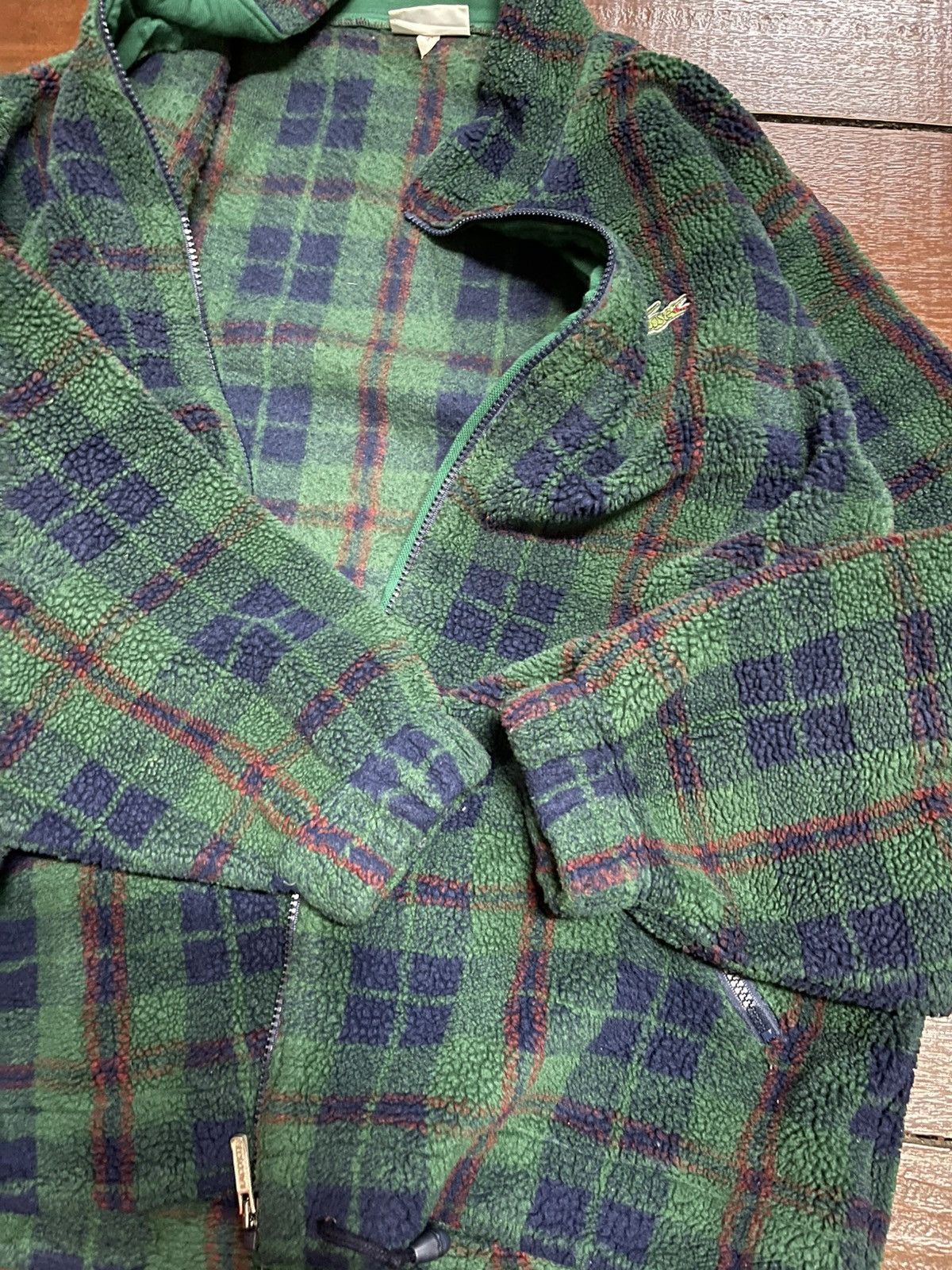 Lacoste × Vintage Vintage Lacoste Sherpa fleece Plaid Jacket Size US L / EU 52-54 / 3 - 11 Thumbnail