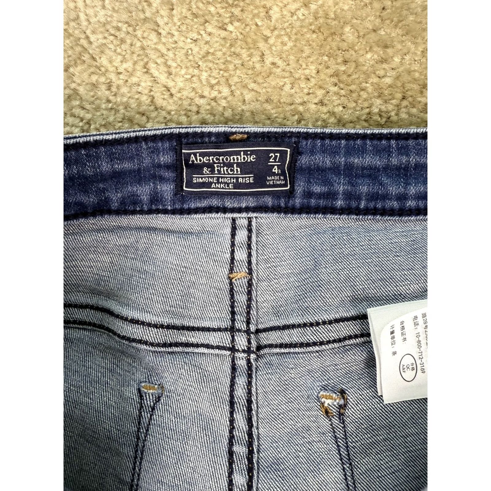 Abercrombie & Fitch Abercrombie & Fitch Simone High Rise Ankle Jeans Size 27/4r Blue B480 Women's Size 26" / US 2 / IT 38 - 6 Thumbnail