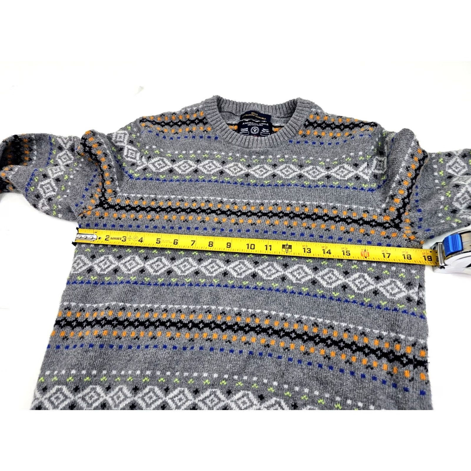 American Eagle Outfitters American Eagle Outfitters Fair Isle Knit Sweater Men M Cotton Rabbit Hair Athletic Fit Pullover Crewneck Gray Long Sleeve Vintage No EUC Size US M / EU 48-50 / 2 - 5 Thumbnail