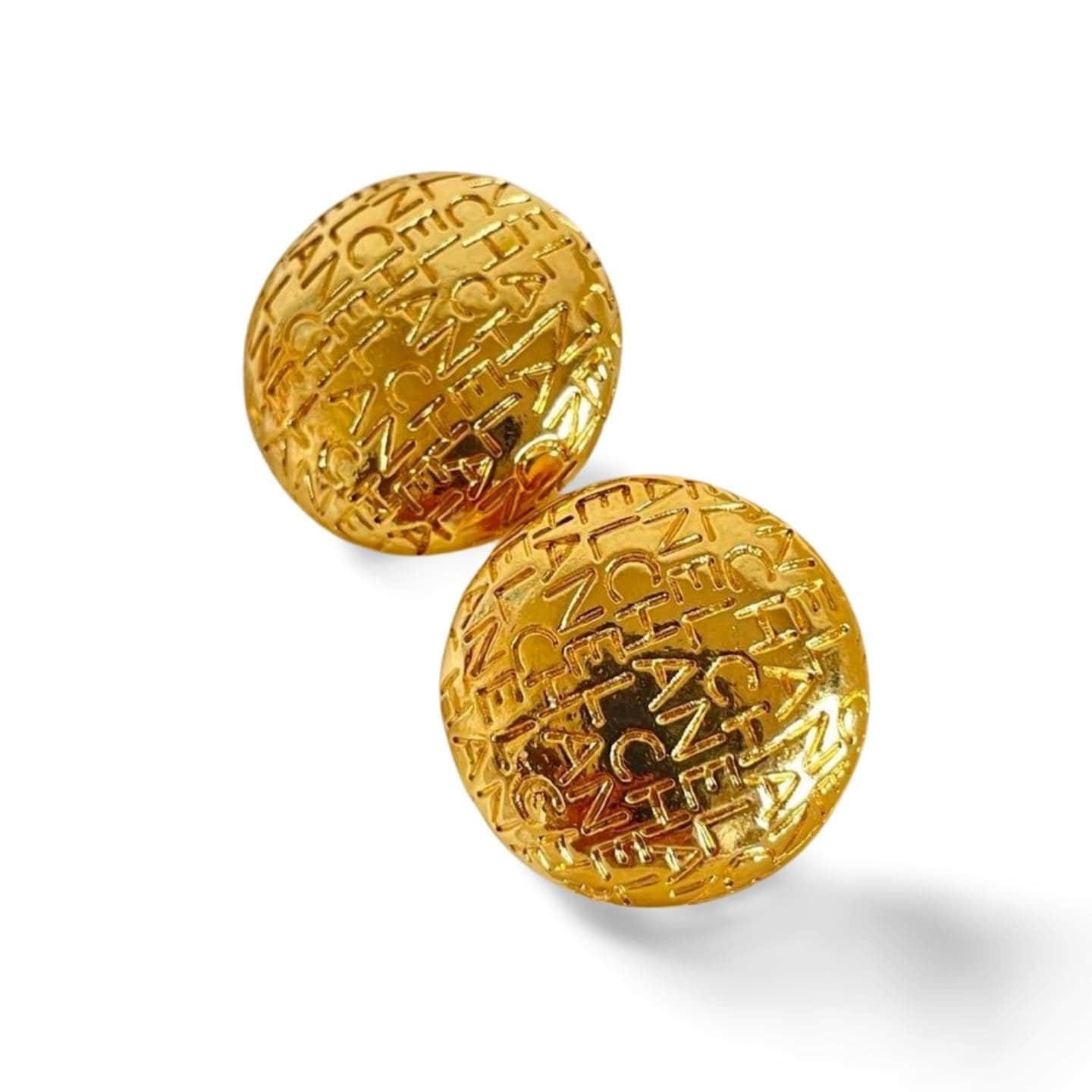 Chanel MINT. Vintage CHANEL round earrings with embossed logo Size ONE SIZE - 1 Thumbnail