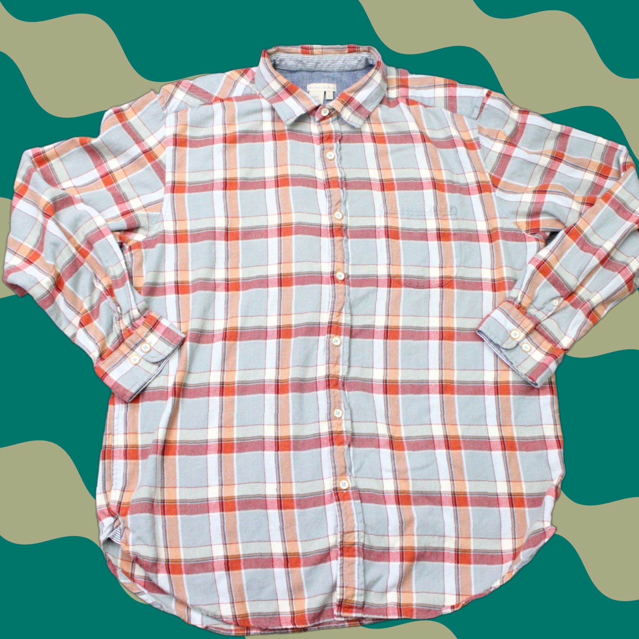 The Territory Ahead VINTAGE Territory Ahead Shirt Mens Large Red/Orange/Gray Plaid Cotton Long Sleeve Size US L / EU 52-54 / 3 - 1 Thumbnail
