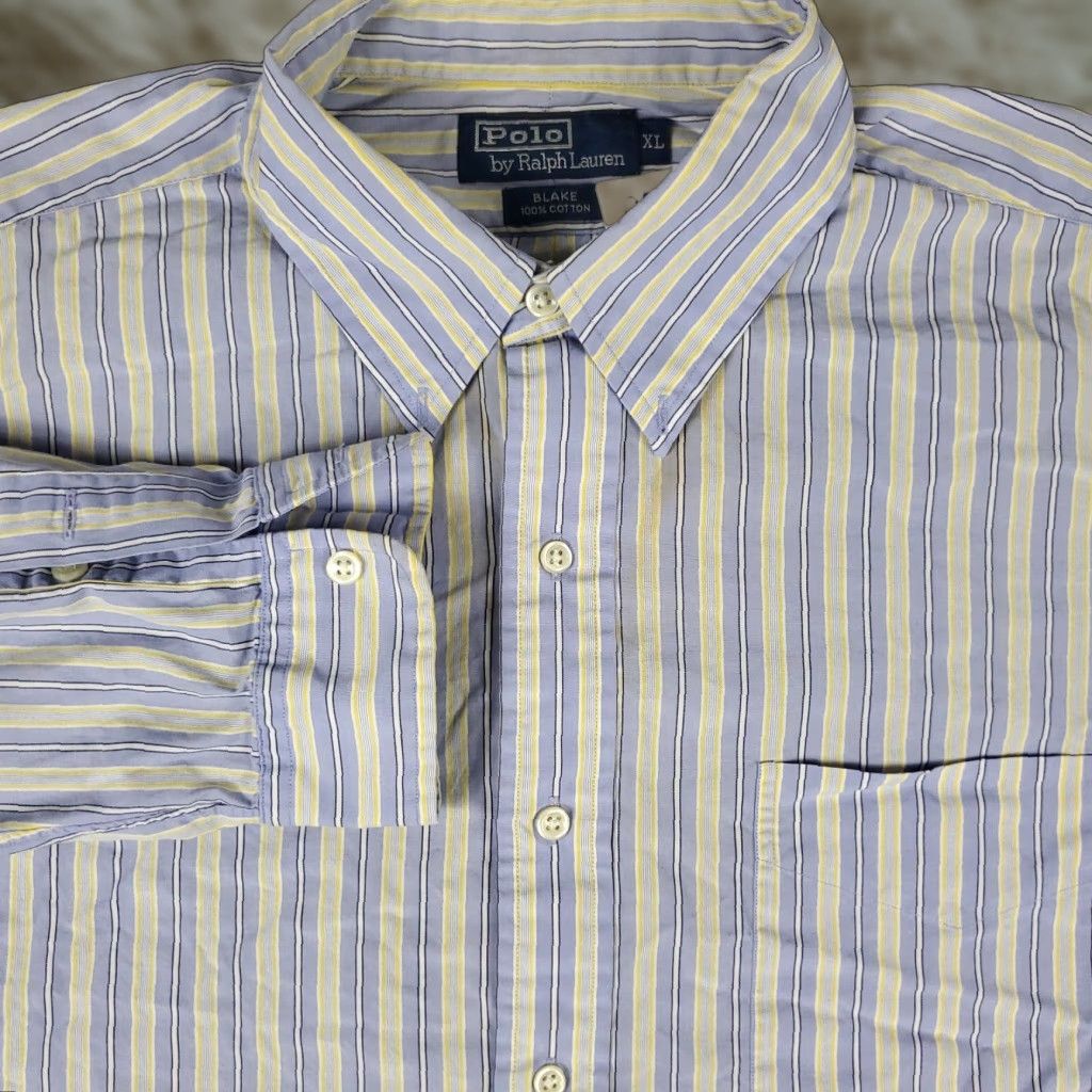 Ralph Lauren Ralph Lauren Button-Up Shirt Mens XL Blue Striped Long Sleeve Casual Size US XL / EU 56 / 4 - 1 Thumbnail