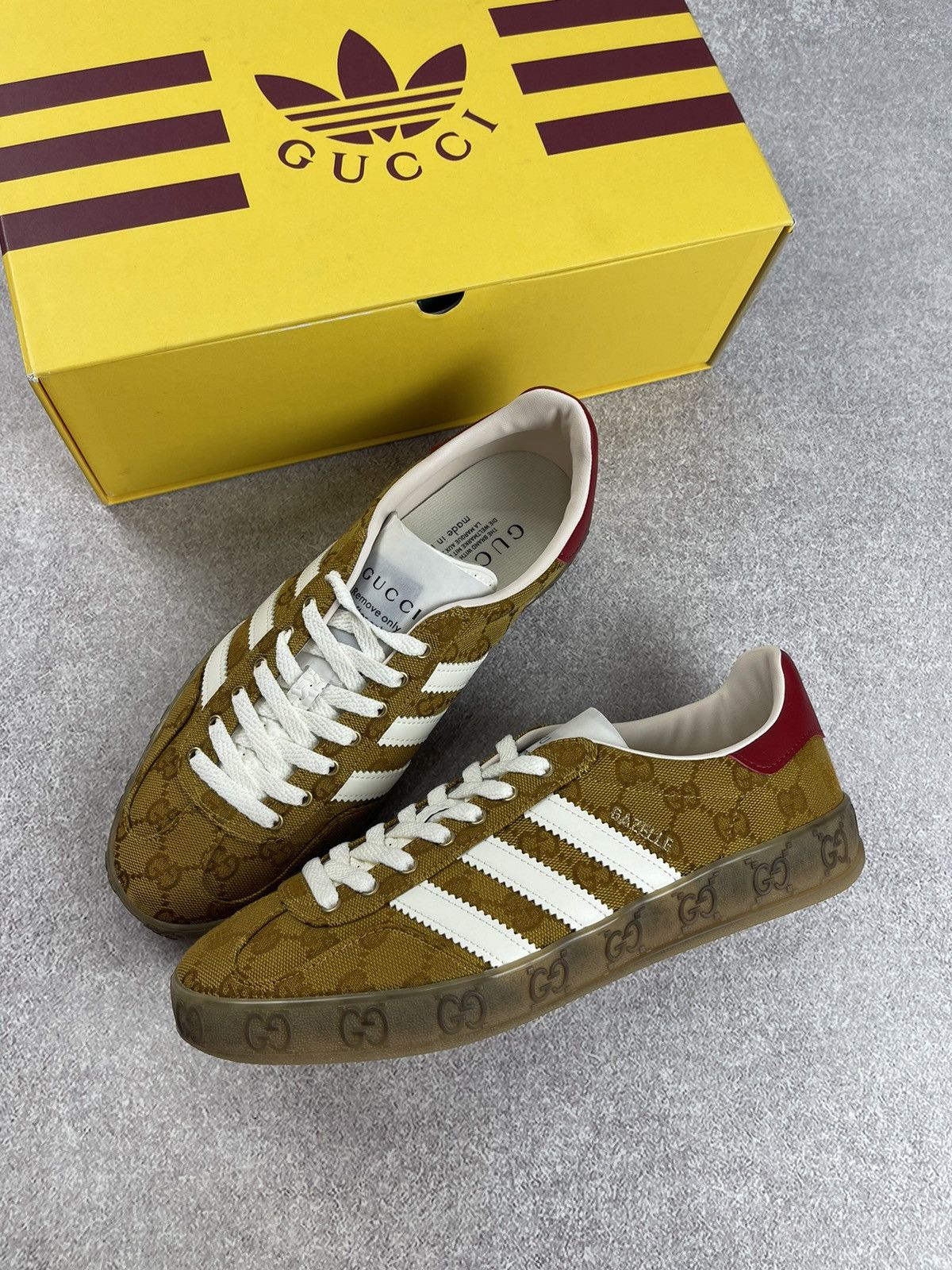 Gucci Adidas × Gucci Gazelle GG Monogram Sneakers Size 41 1/3 Size US 9 / IT 39 - 8 Thumbnail