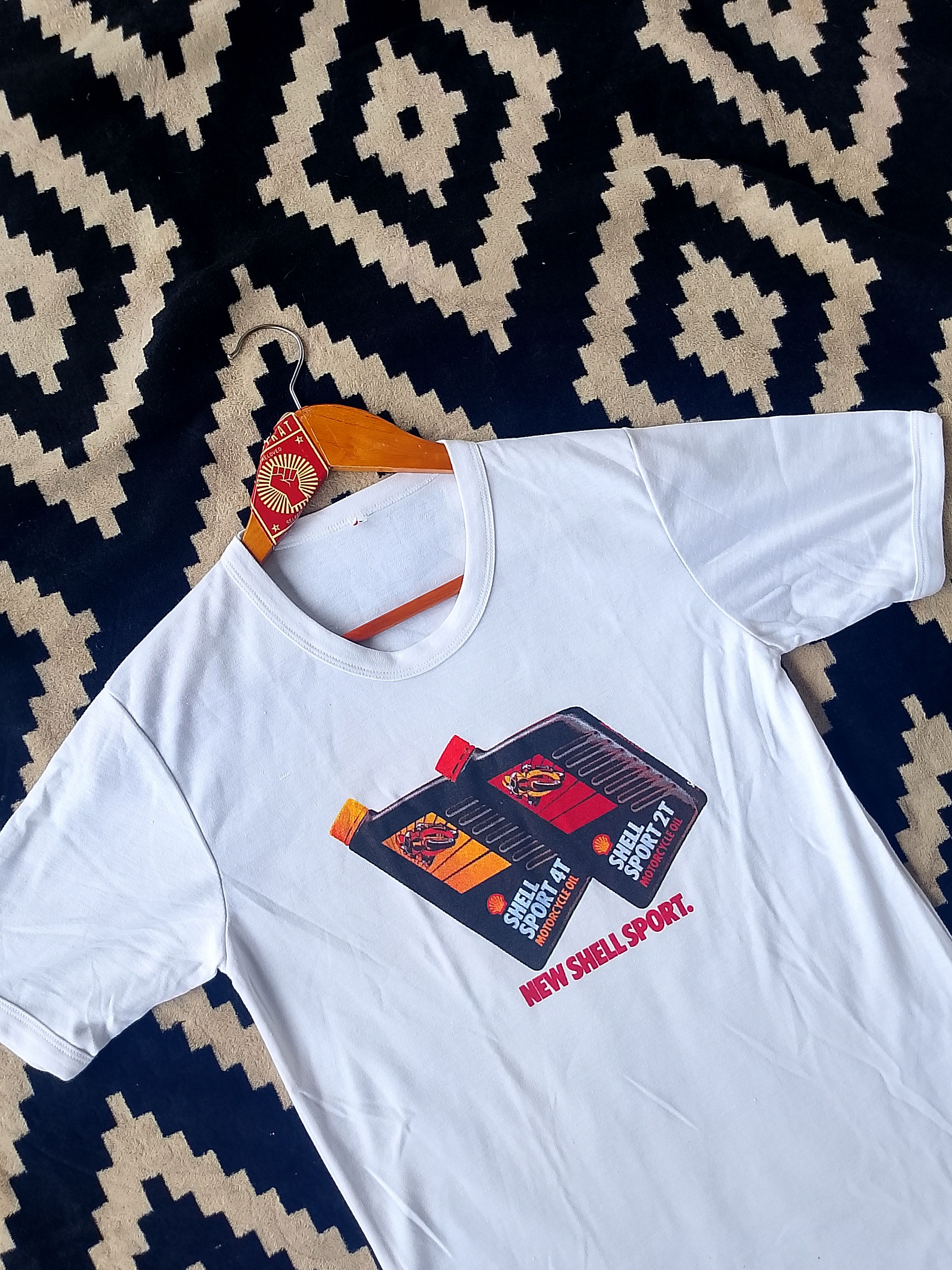Vintage 1980s Shell Sport Moto Racing Ringer T-Shirt / Archive Piece Size US L / EU 52-54 / 3 - 5 Thumbnail