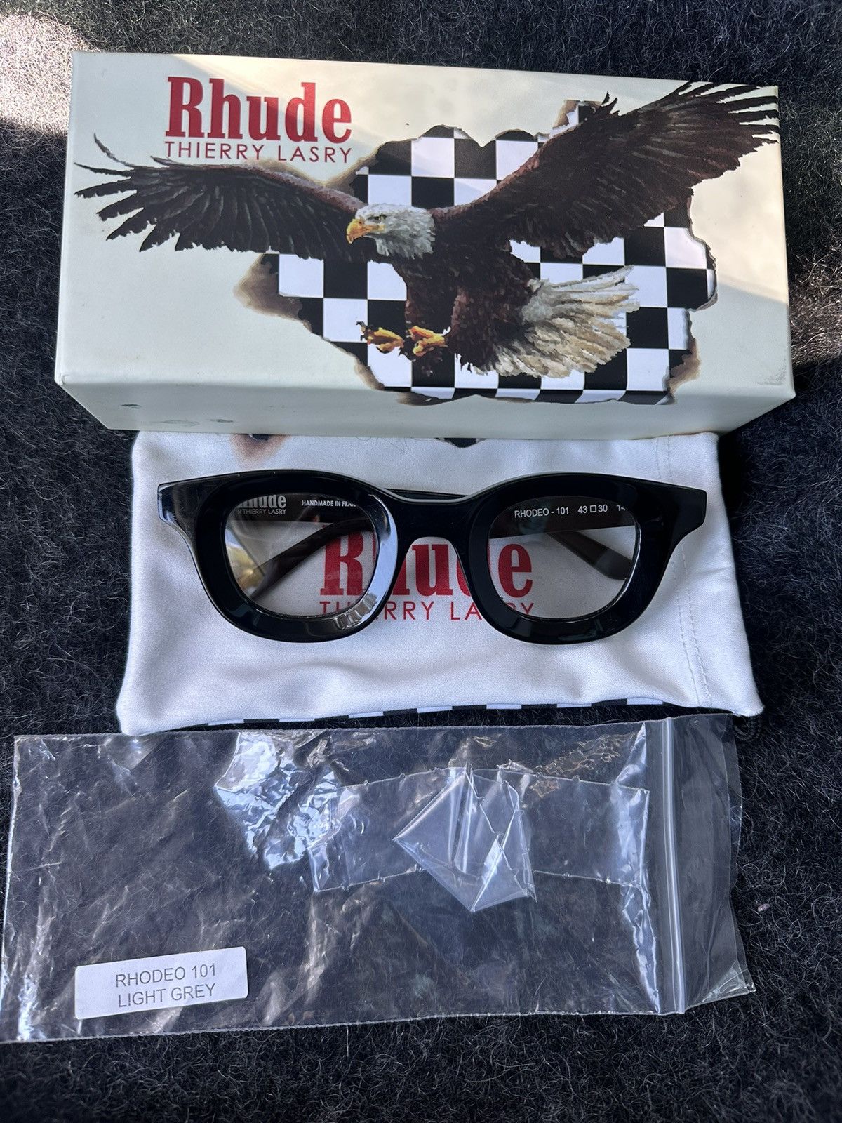 image of Sold Out Rhude Rhodeo Clear Glasses in Black, Men's