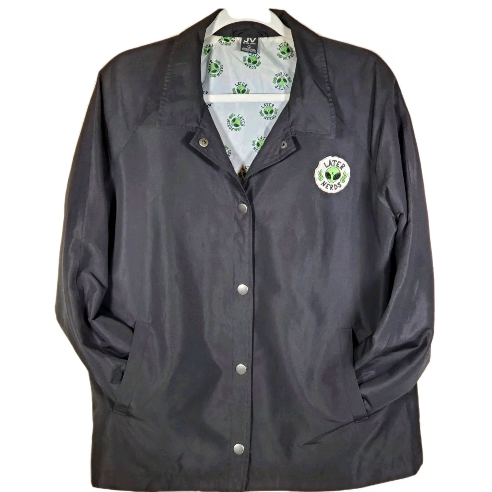 Vintage VINTAGE Jac Vanek Inari Later Nerds Alien Coaches Jacket Windbreaker Women Size L Black Short Size L / US 10 / IT 46 - 3 Thumbnail