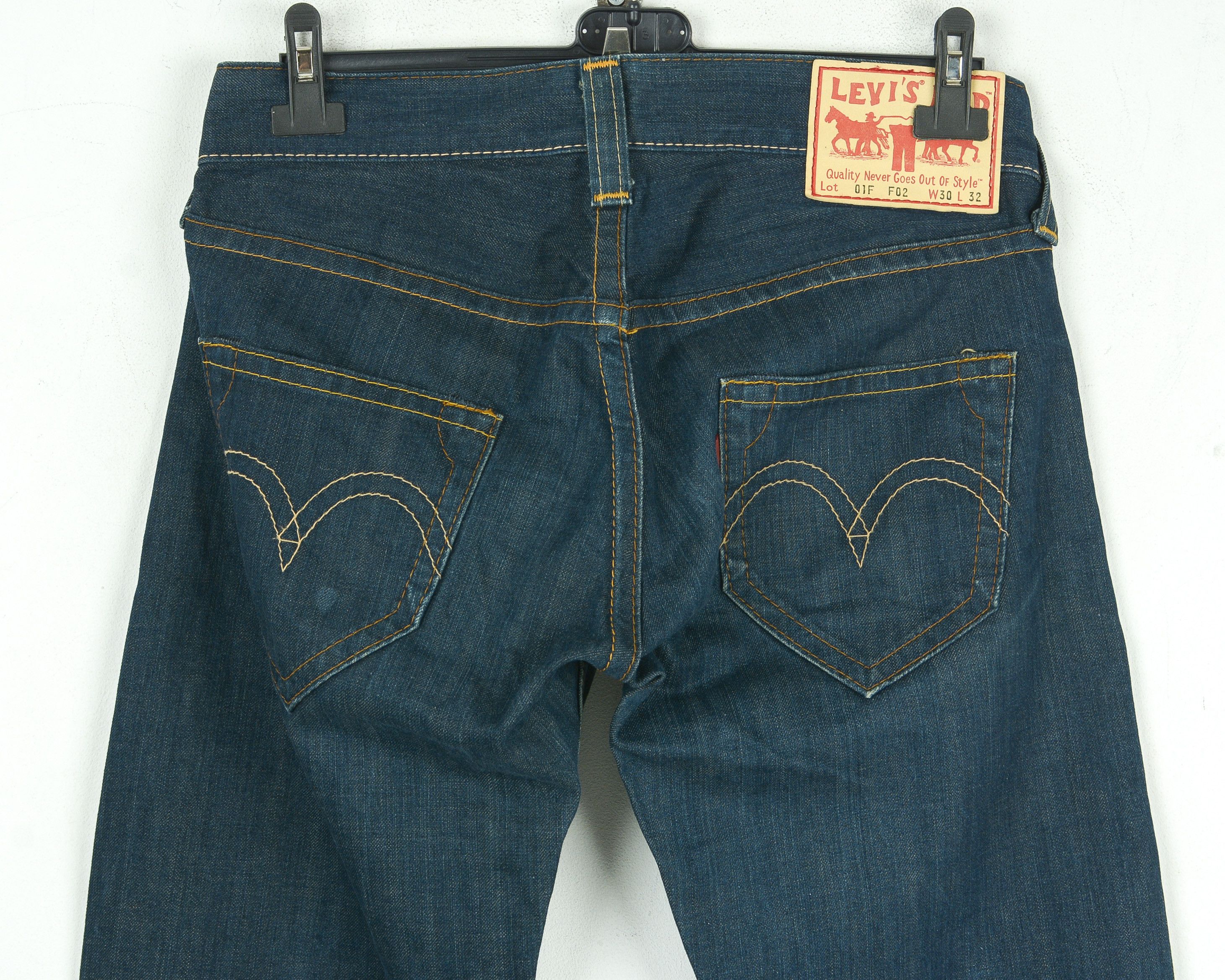 Levi's RED Unwashed Denim 01F F02 W32 L32 Relaxed Jeans Pants Navy Size US 32 / EU 48 - 4 Thumbnail