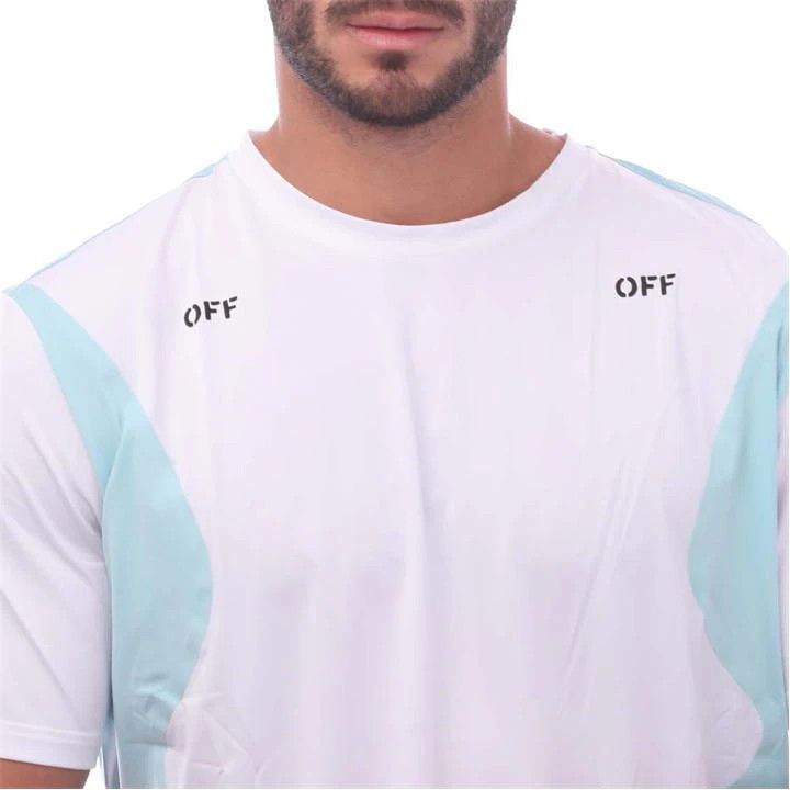 Off-White o1y0325 Logo Crewneck T-Shirt in White/Light Blue Size US XXS / EU 40 - 2 Thumbnail