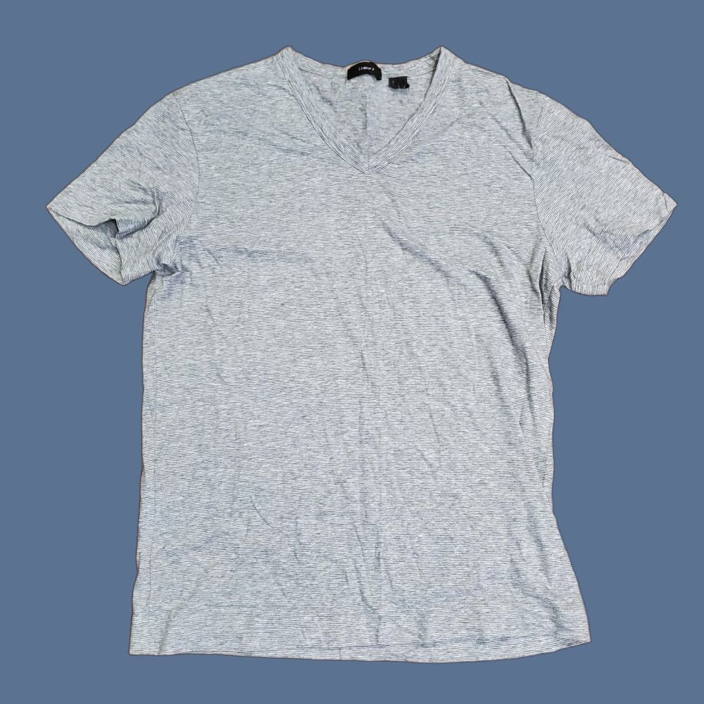 Theory Theory Shirt Mens Large Gray Mini Stripe V Neck Short Sleeve Tee Casual Size US L / EU 52-54 / 3 - 1 Thumbnail