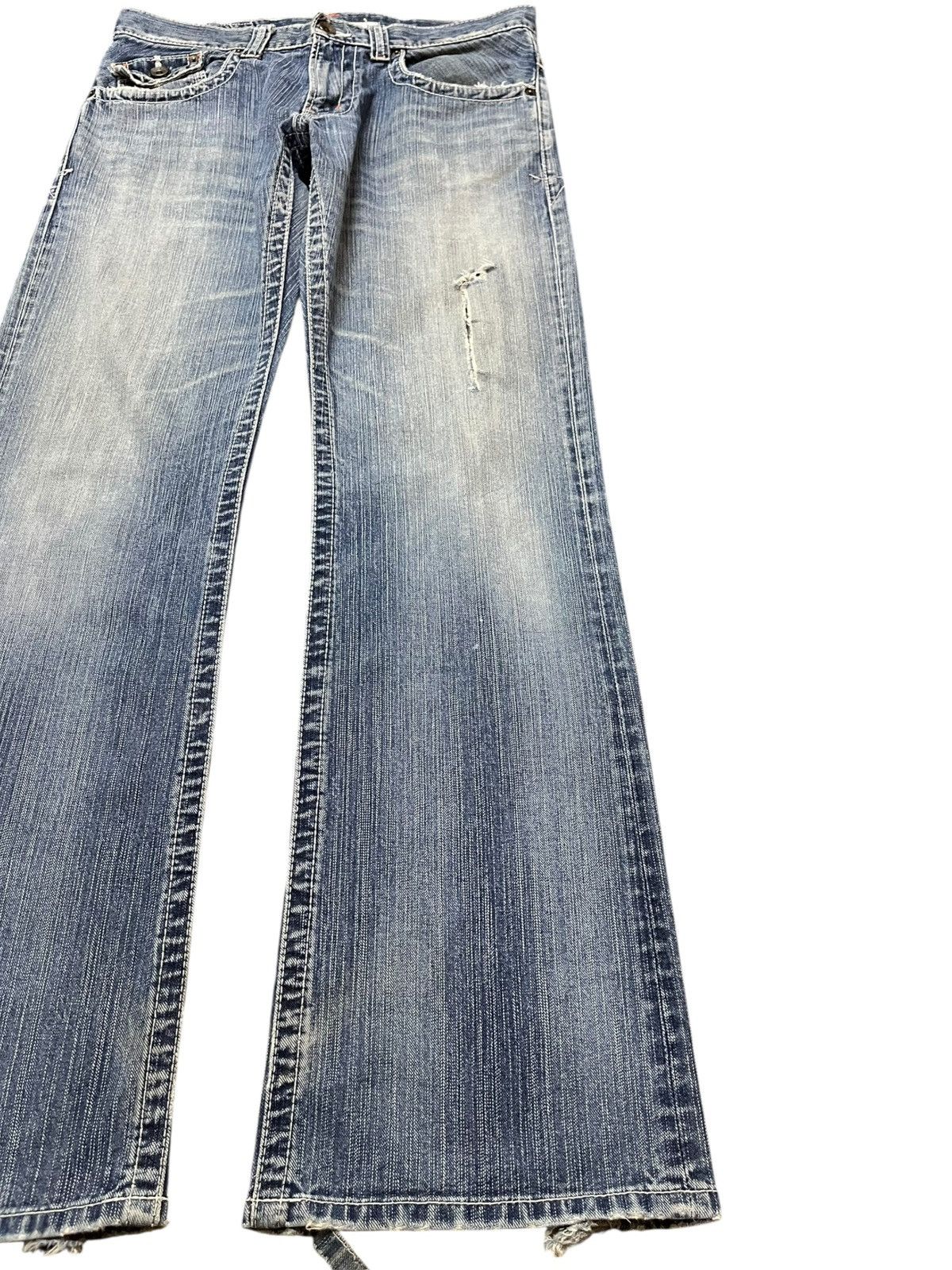 Edwin Vintage Edwin Exclusive Vintage Faded Flare Distressed Denim Size US 33 - 4 Thumbnail