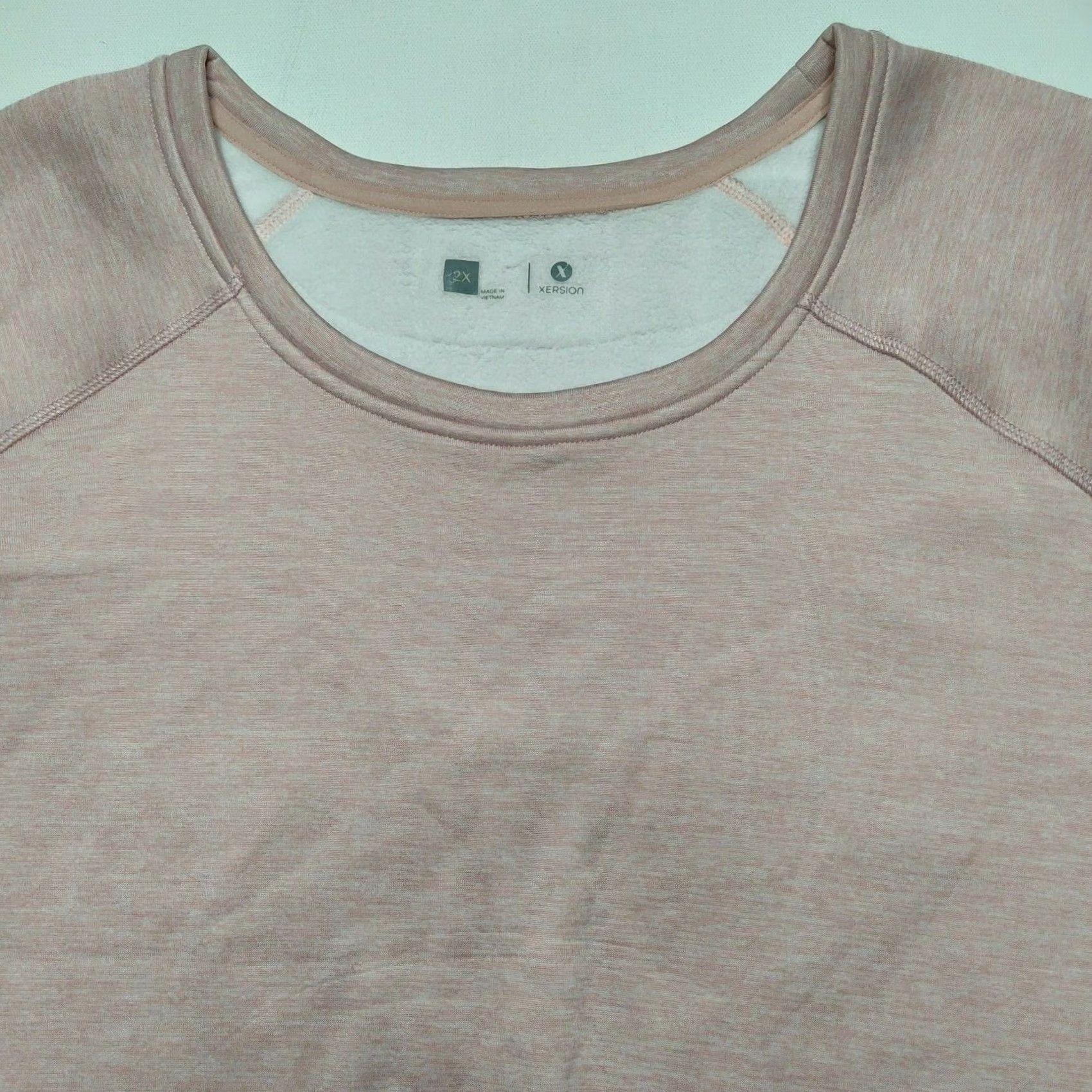 Vintage Xersion Women's 2X Pink Shadow Brushed Pullover Sweatshirt w Thumb Holes NEW Size XXL / US 16-18 / IT 52-54 - 2 Thumbnail