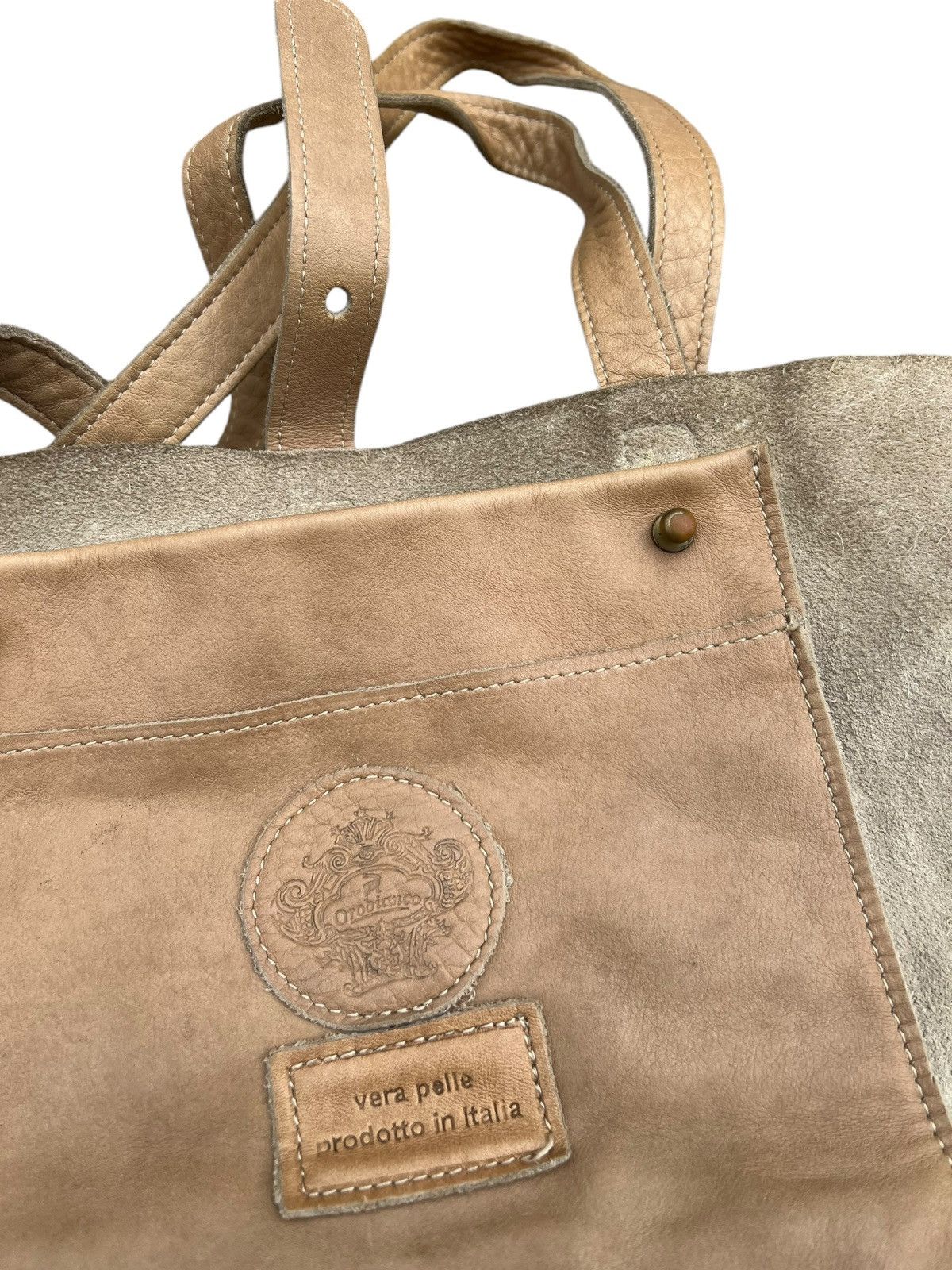 Leather Vintage Orobianco Italy Patina Leather Tote Bag Size ONE SIZE - 23 Thumbnail