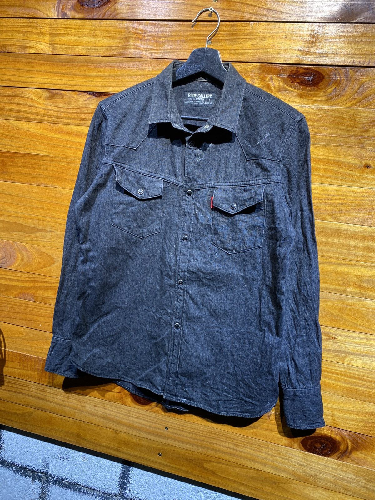 RUDE GALLERY Rude Gallery Japan Black Denim Western Shirt Casual Workwear Size US S / EU 44-46 / 1 - 4 Thumbnail