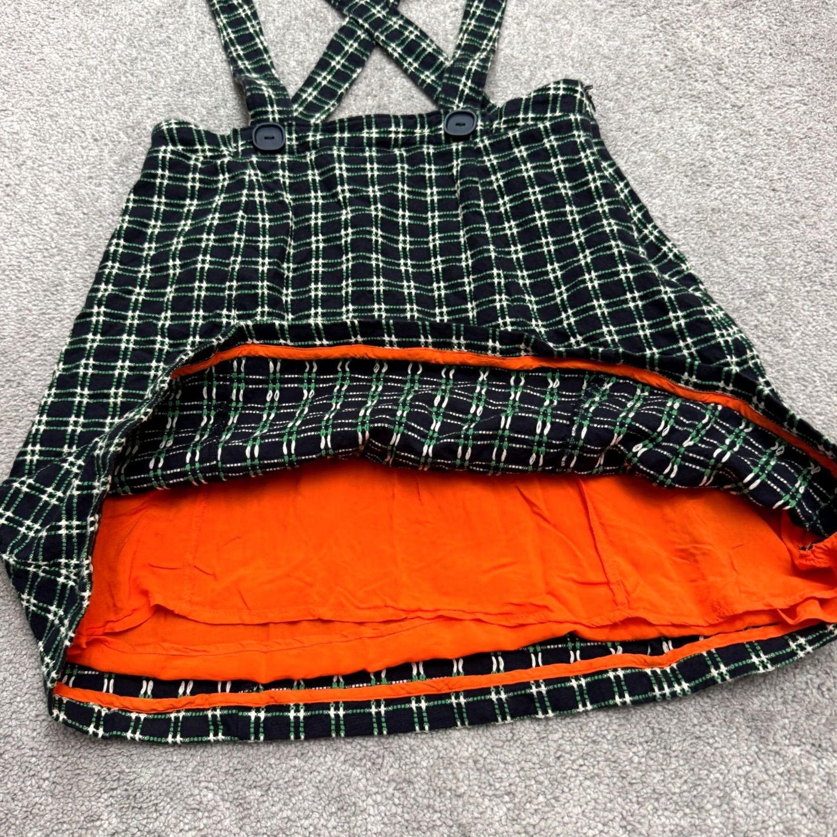 Anthropologie Maeve By Anthropologie Plaid Suspender Pinafore Jumper Dress Womens 6 Navy Green Plaid Sleeveless Multicolor 6 Womens Size M / US 6-8 / IT 42-44 - 6 Thumbnail