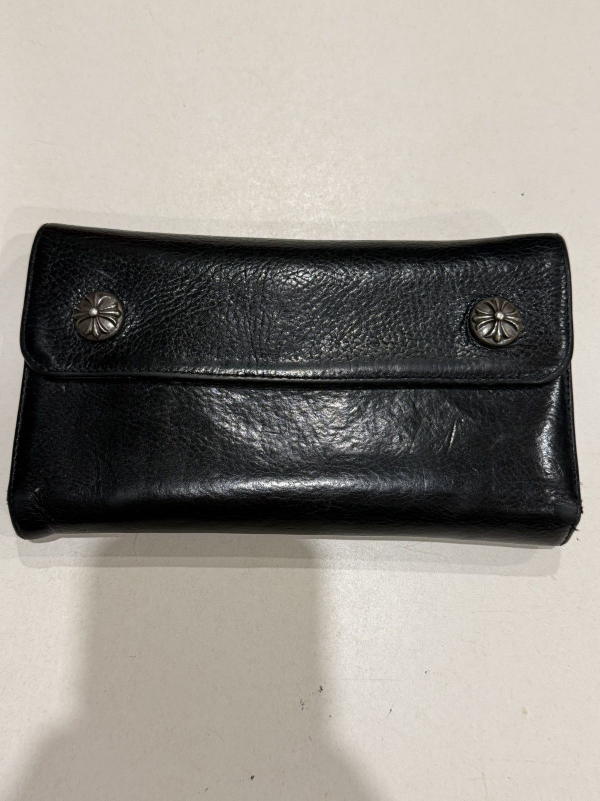 Chrome Hearts Chrome Hearts Wave Wallet Silver Cross Balls Black Leather Size ONE SIZE - 2 Thumbnail