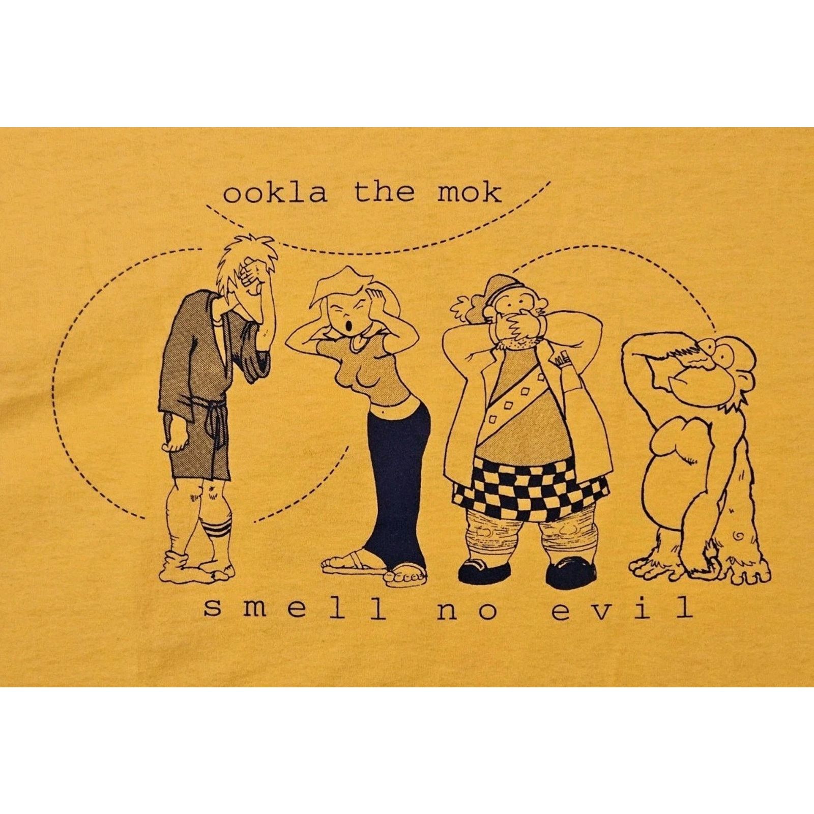 Fruit Of The Loom Ookla The Mok Filk Nerd Rock Tshirt XL Smell No Evil Vtg Yel Size US XL / EU 56 / 4 - 9 Thumbnail