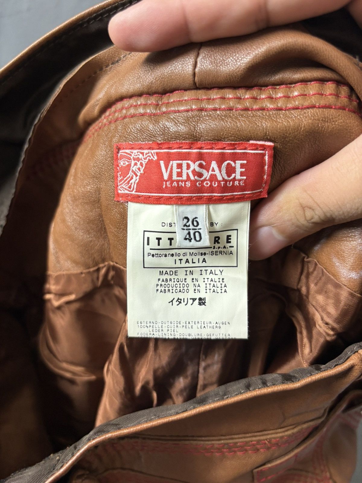 Versace RARE Y2K Versace Buckle Back Genuine Leather Flared Pants Size 28" / US 6 / IT 42 - 13 Thumbnail