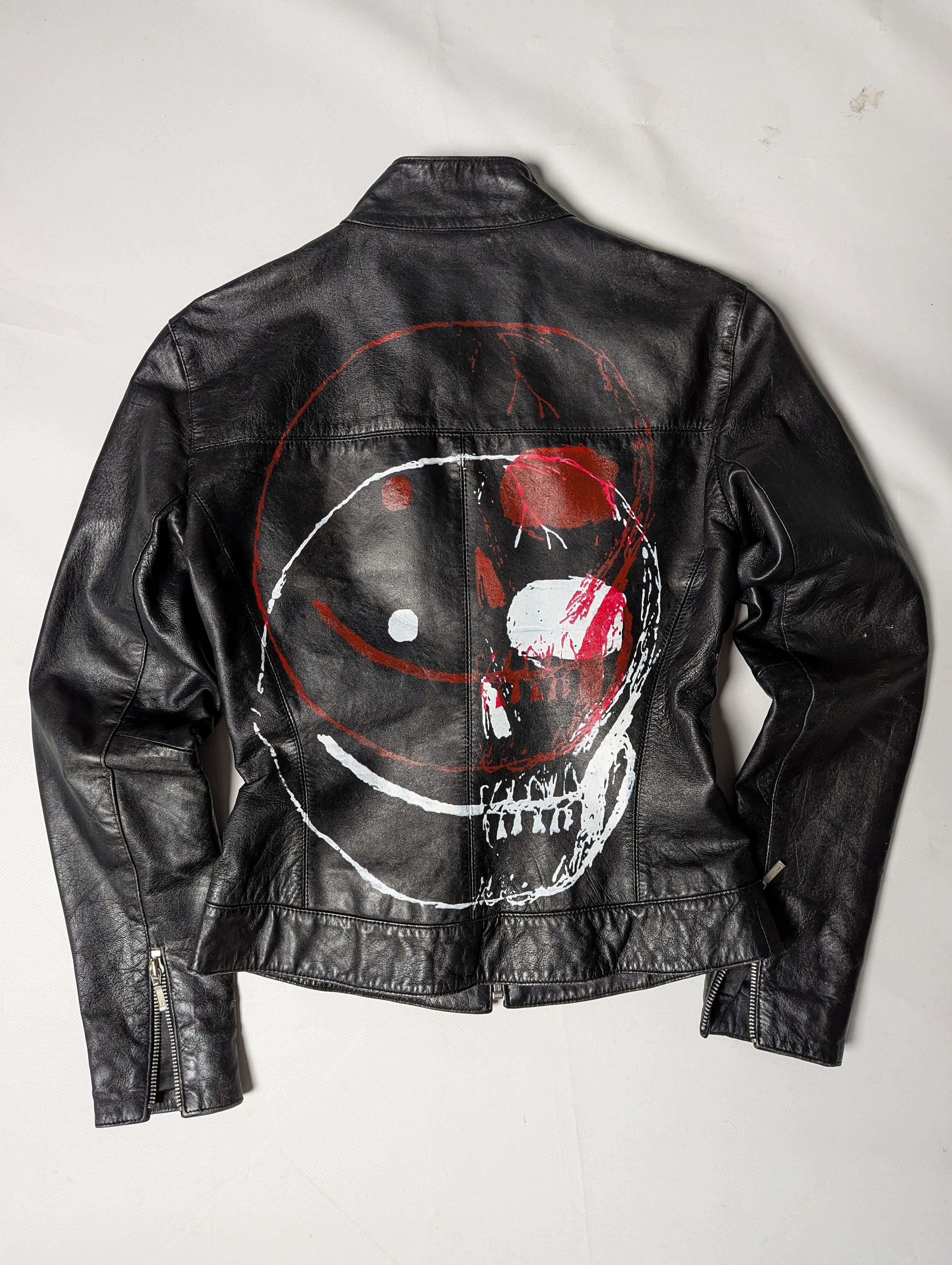 Leather 00s Fitted Handprinted Leather Jacket Size M / US 6-8 / IT 42-44 - 5 Thumbnail