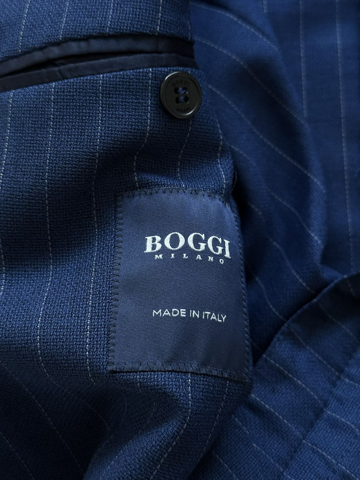 Boggi Boggi Milano Navy Blue Striped Wool Blazer Jacket Size 52 Size 42R - 6 Thumbnail