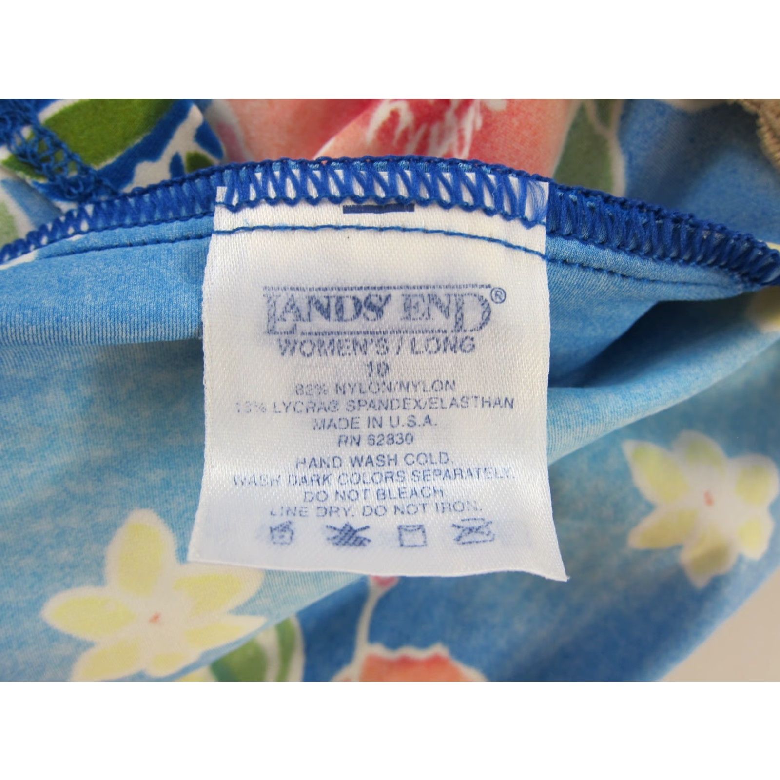 Lands' End VINTAGE Lands' End Bikini Shirt Women 10 Blue Pink Yellow Tropical Floral Two Piece Swimsuit Mens? Women Size ONE SIZE - 4 Thumbnail