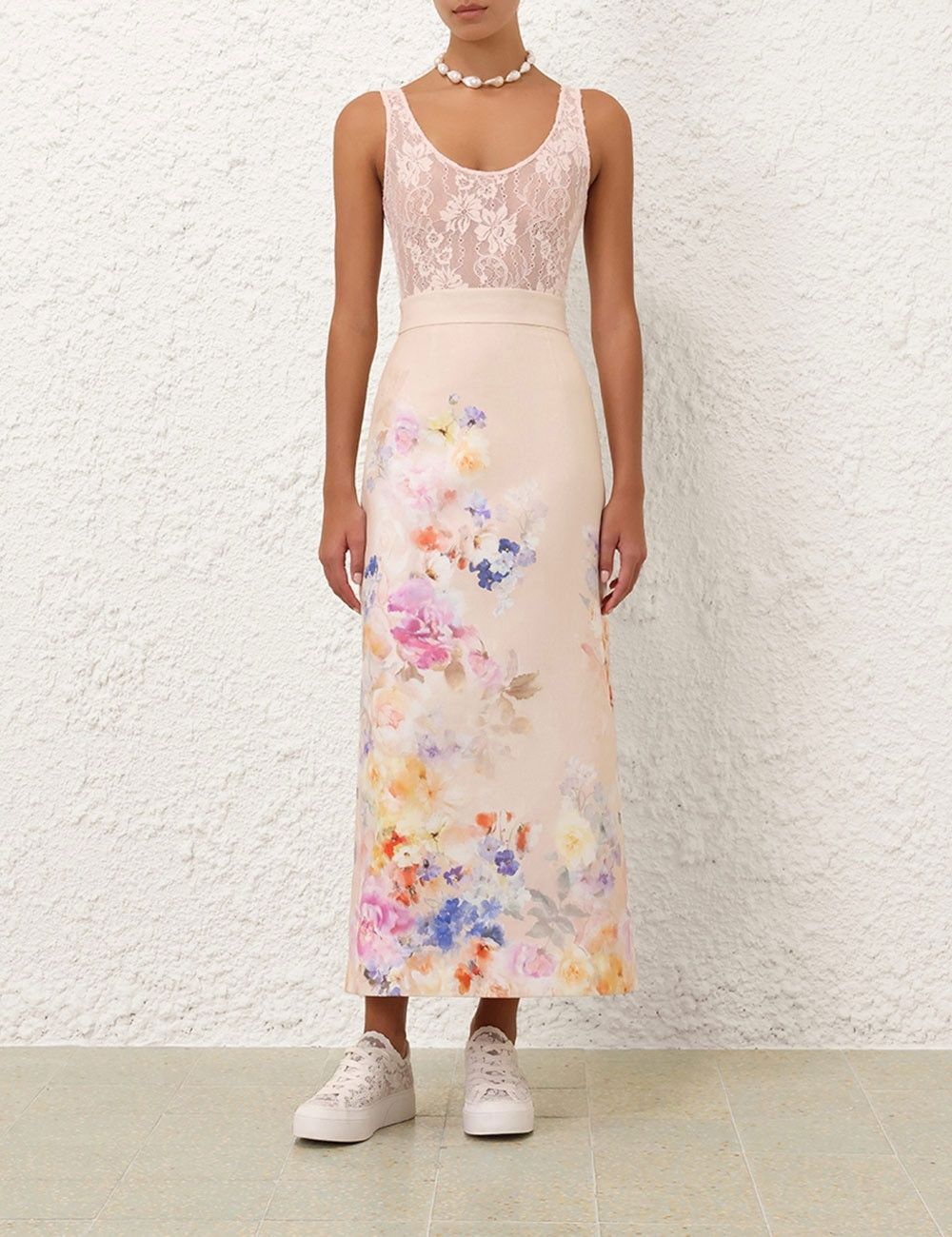 Zimmermann oc11z1025 Crush Pencil Midi Skirt in Multicolor Size 32" / US 10 / IT 46 - 6 Thumbnail