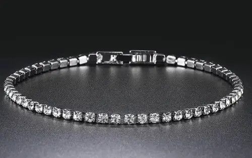 VIBE Silver Color 3MM AAA Cubic Zirconia Tennis Chain Bracelet Size ONE SIZE - 8 Thumbnail