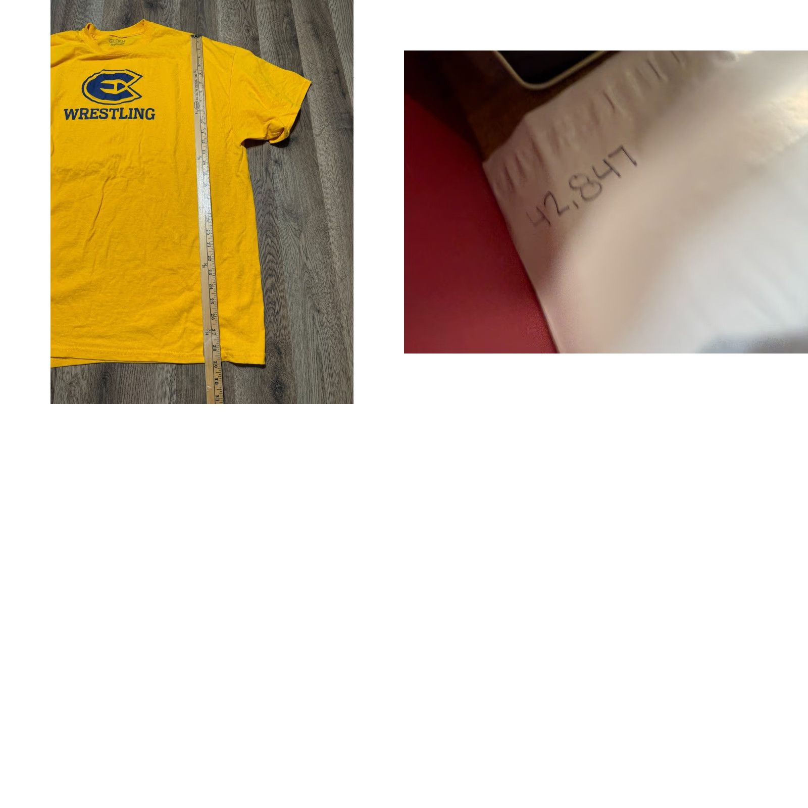 Gildan Gildan Shirt Men 2XL T-Shirt Crew Neck Cotton Yellow Blue Eau Claire Wisconsin Wrestling Sports Regular Vintage N/A? Size US XXL / EU 58 / 5 - 8 Thumbnail