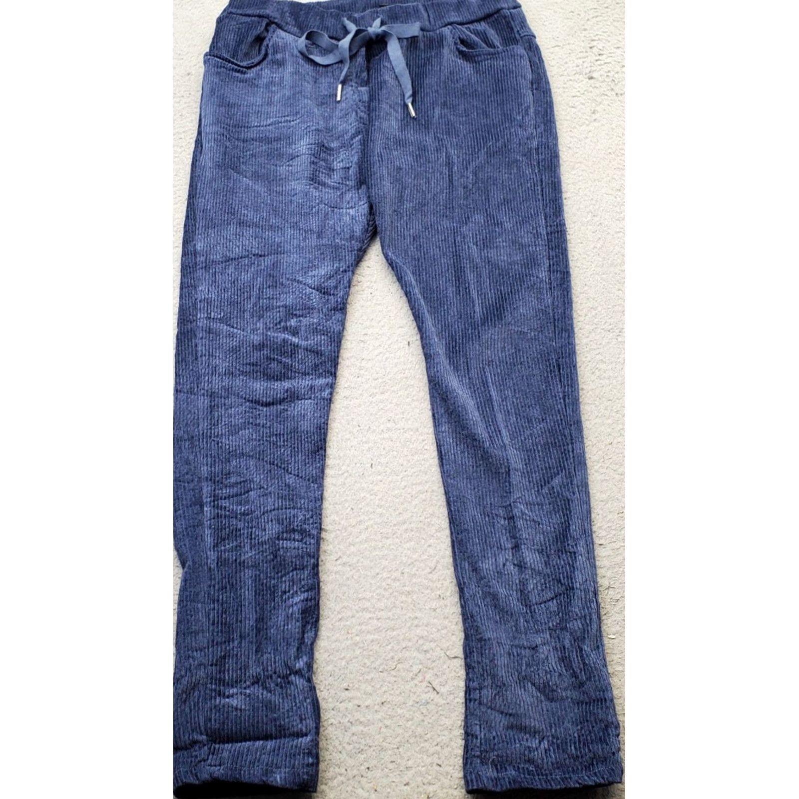 Vintage Venti6 Corduroy Pants Womens Small Blue Soft Stretch Drawstring Elastic Waist Size 28" / US 6 / IT 42 - 2 Thumbnail