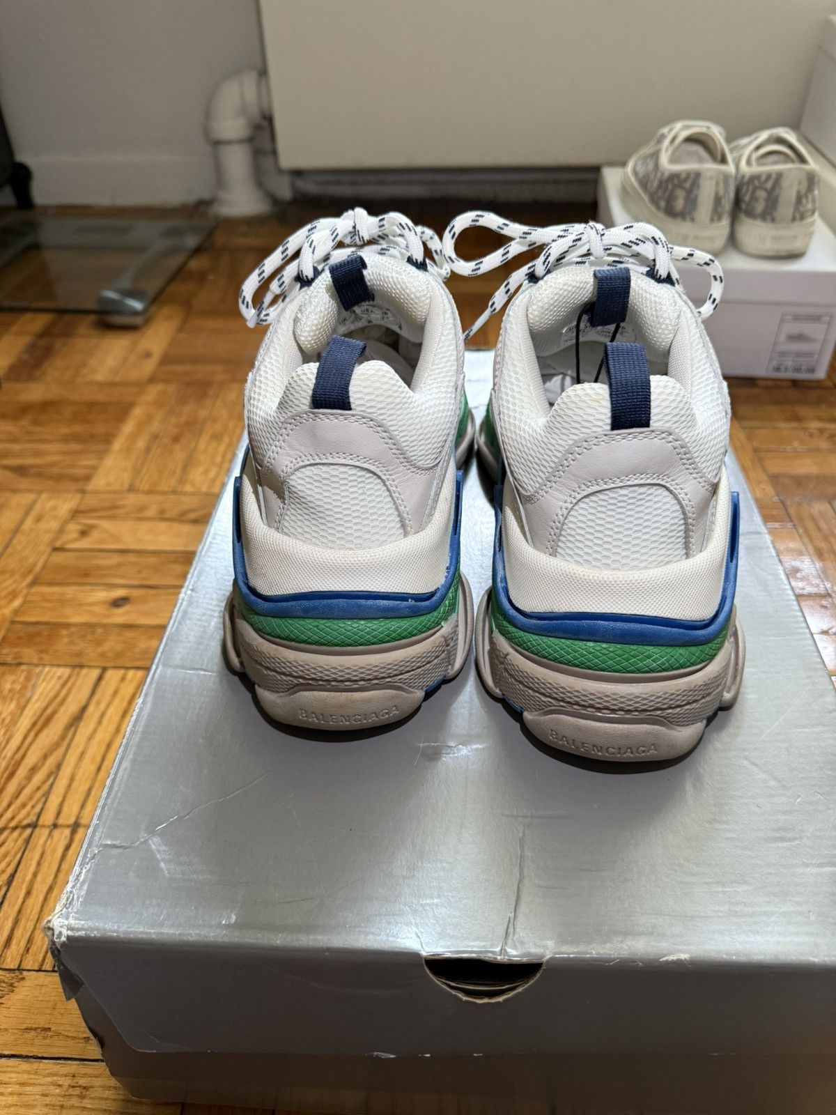 Balenciaga Balenciaga Triple S Sneaker - White / Blue / Green Size US 6 / EU 39 - 3 Thumbnail