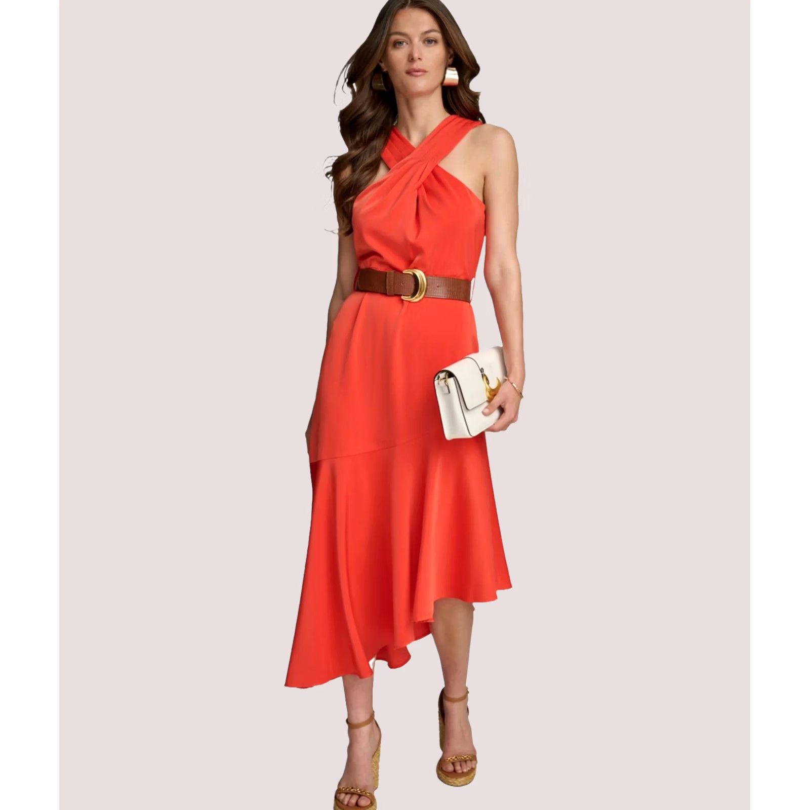 Donna Karan DONNA KARAN NEW YORK Womens Midi Dress darkred Size 8 Size M / US 6-8 / IT 42-44 - 1 Thumbnail