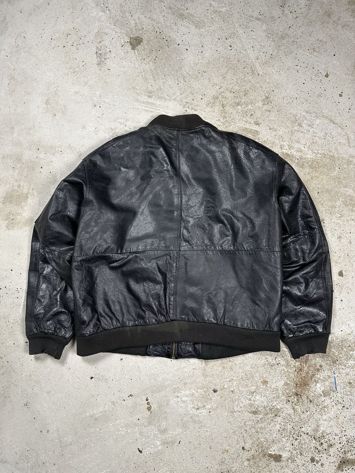 Vintage Y2K MA1 Leather Military Bomber Jacket Flyers