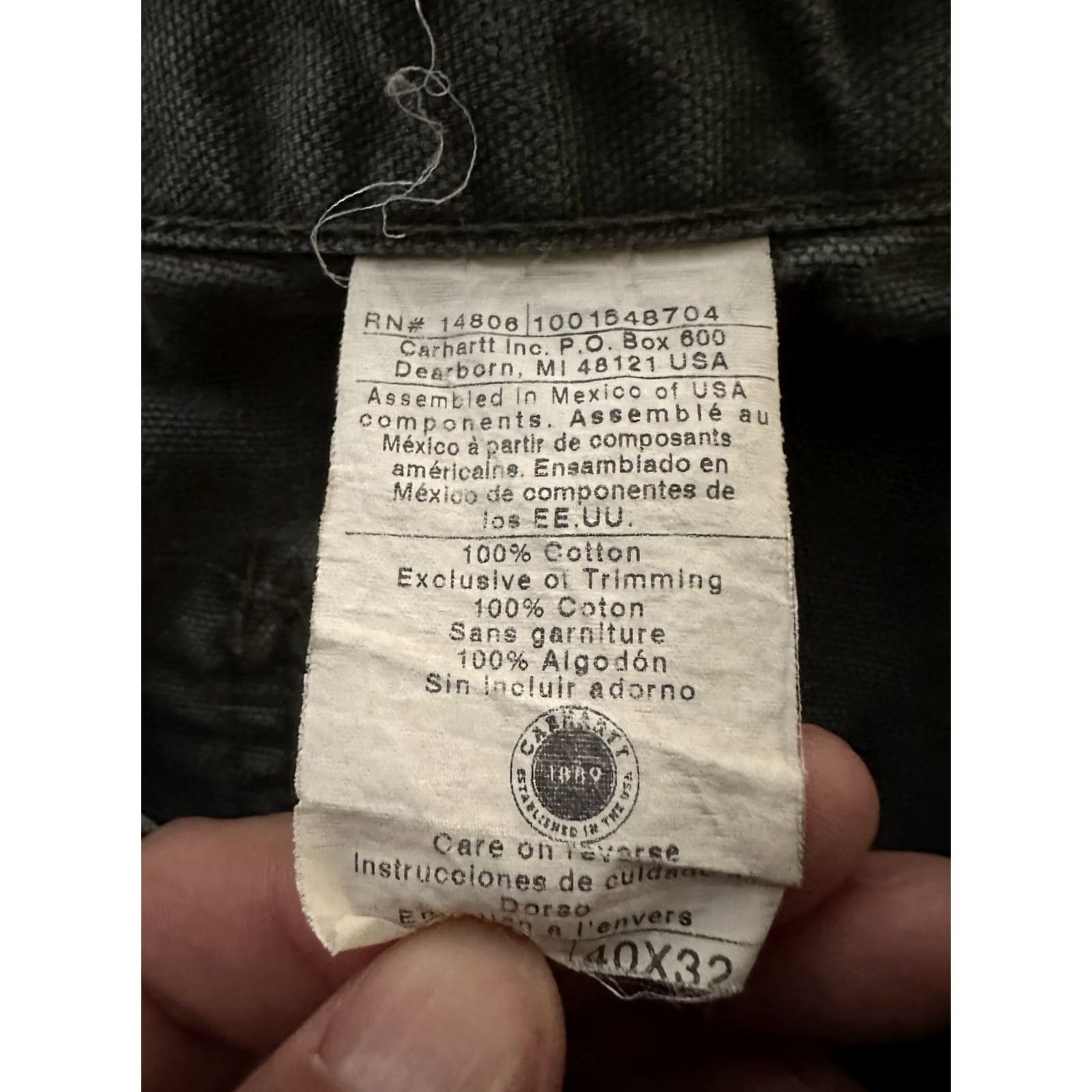 Carhartt VINTAGE Carhartt B11 MOS Work Carpenter Pants Duck Canvas Olive 40x32 Grunge 90s USA Mens Navy/Green or Olive? Size US 40 / EU 56 - 7 Thumbnail