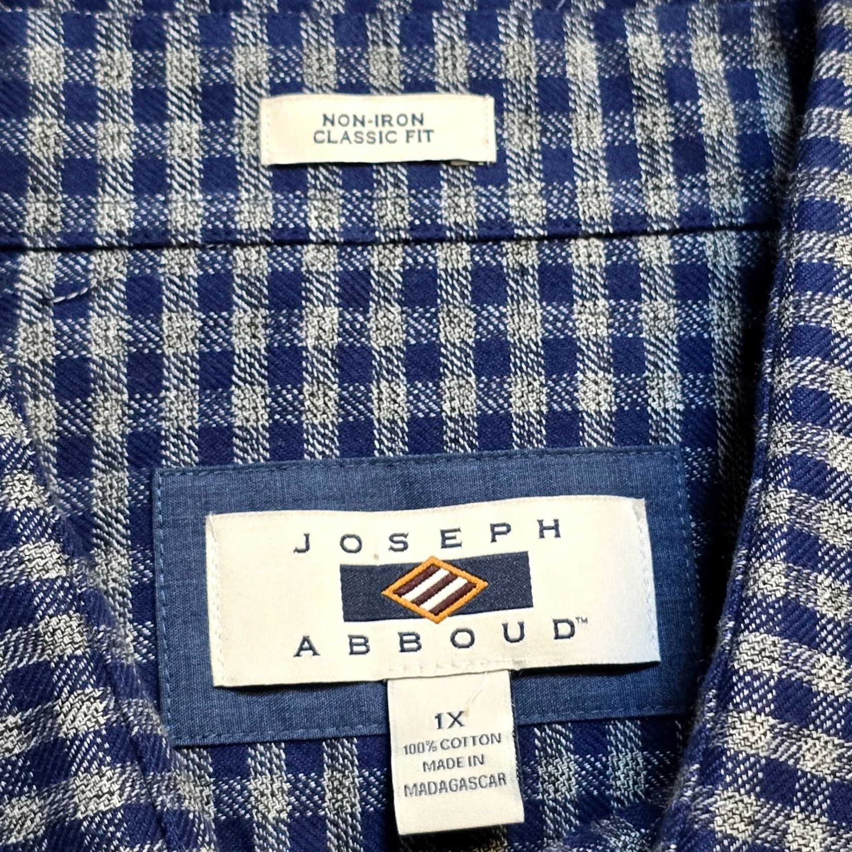 Joseph Abboud Joseph Abboud Shirt Mens 1X Blue Plaid Gingham Flannel Long Sleeve Button Career Shirt Size US XL / EU 56 / 4 - 3 Thumbnail