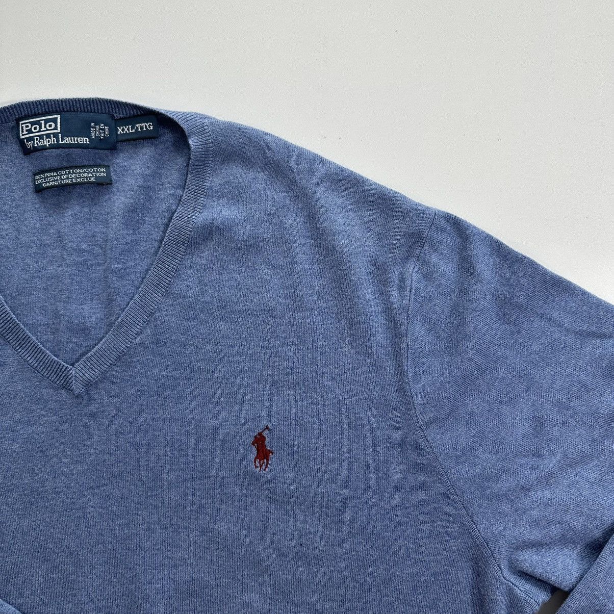 Polo Ralph Lauren Vintage Ralph Lauren Men Sweater V Neck Long Sleeve Blue XXL Size US XXL / EU 58 / 5 - 4 Thumbnail