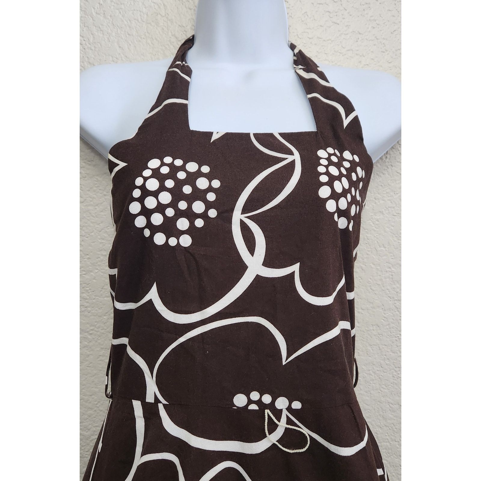Other Rare Editions Brown White Floral Halter Fit N Flare Dress 14 Size XL / US 12-14 / IT 48-50 - 2 Thumbnail
