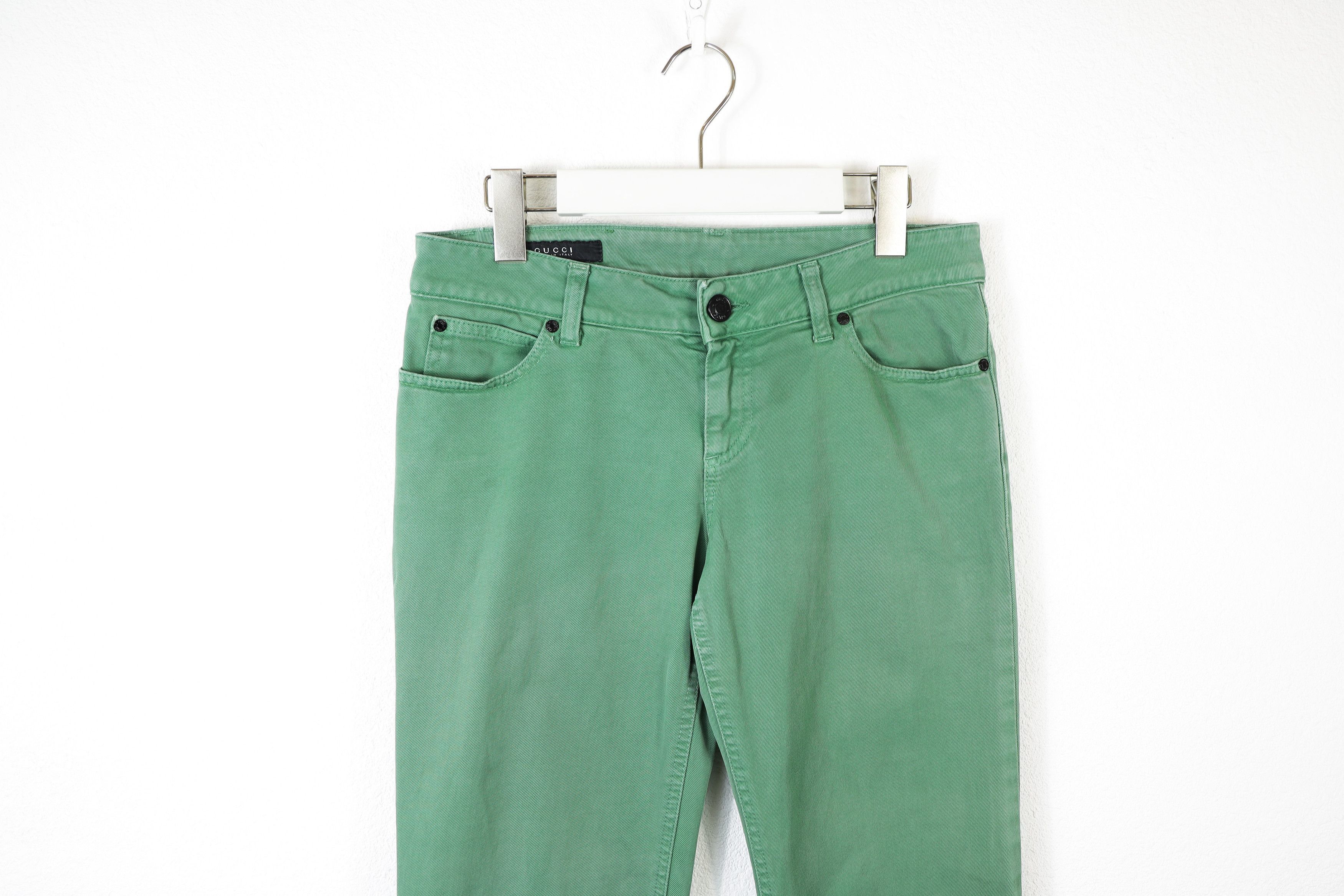 Gucci Womens Gucci Logo Green Denim Jeans Pants Y2K Size 28" / US 6 / IT 42 - 2 Thumbnail