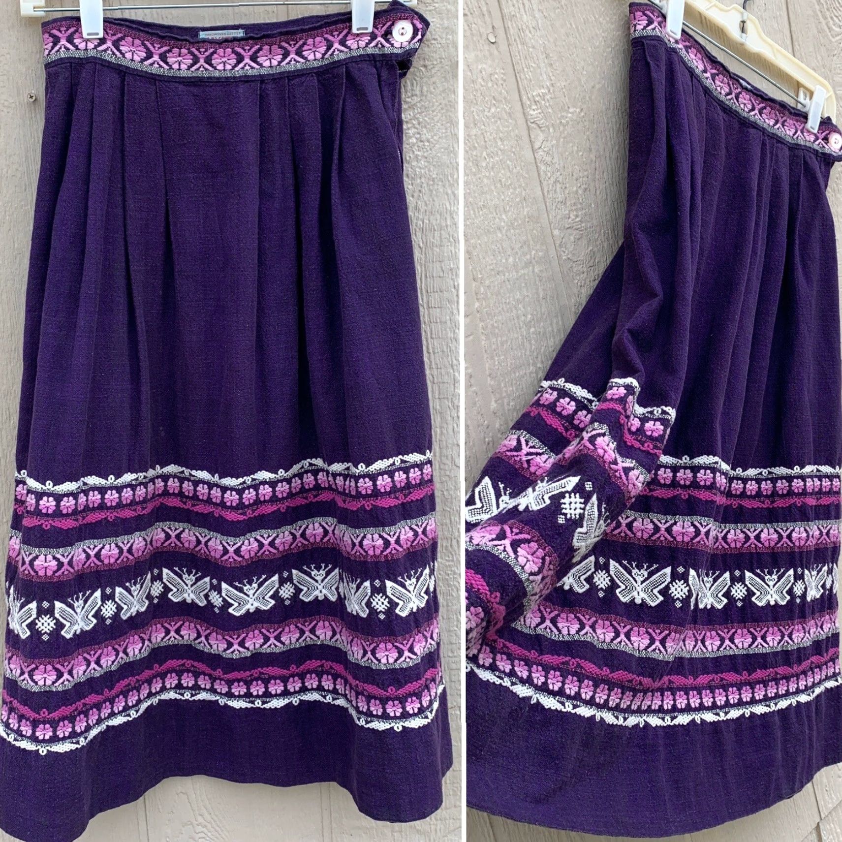 Vintage VINTAGE Embroidered Skirt Handwoven Cotton MAYATEX Fabrics Made In Guatemala 26" Waist Purple Size 26" / US 2 / IT 38 - 4 Thumbnail